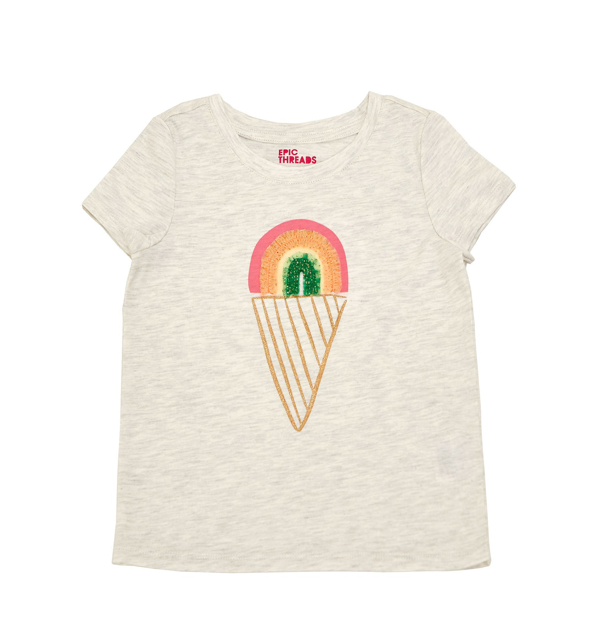 Toddler Girls Rainbow Ice Cream Graphic T-Shirt