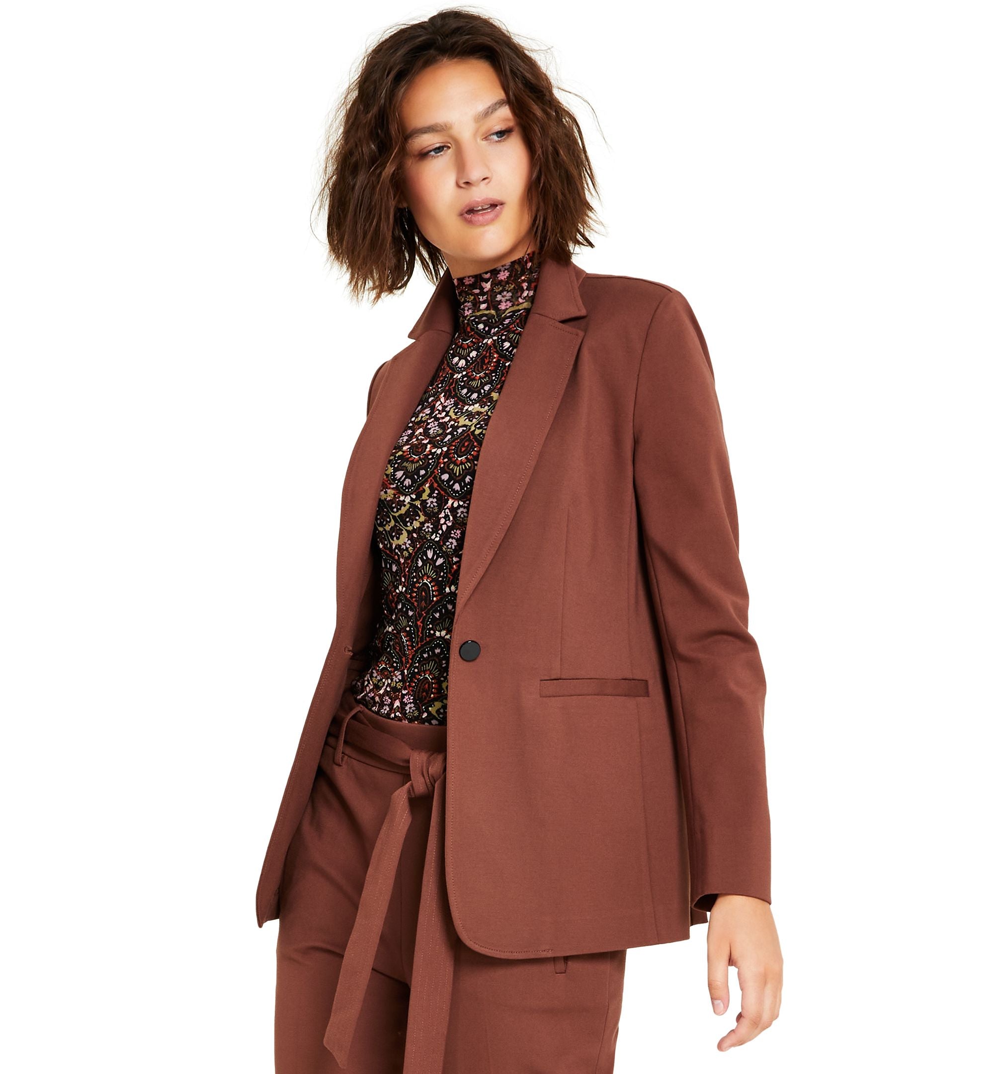 Bar III Womens Compression Single Button Blazer