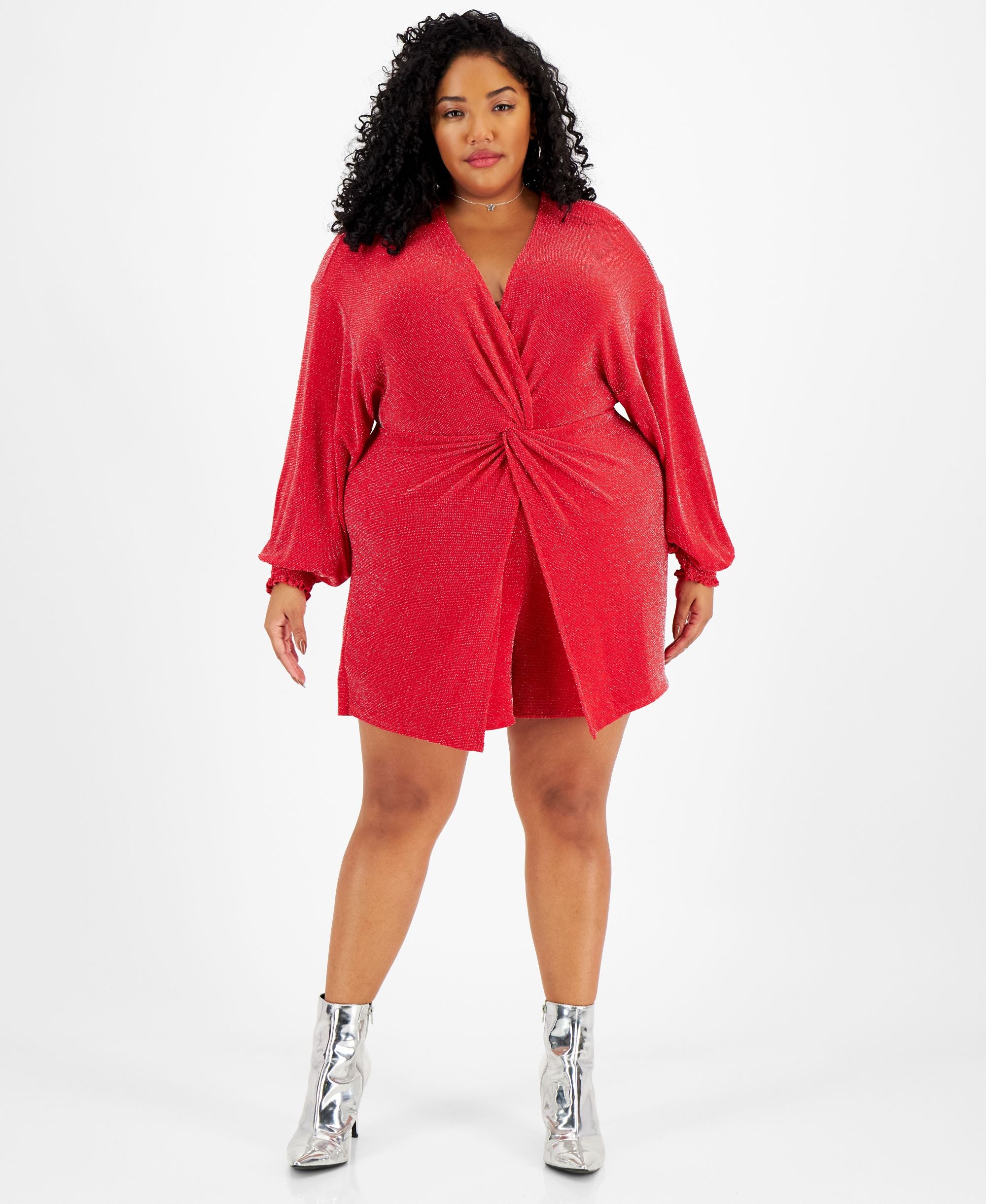 Plus Size Embellished Twist-Front Walkthrough Romper
