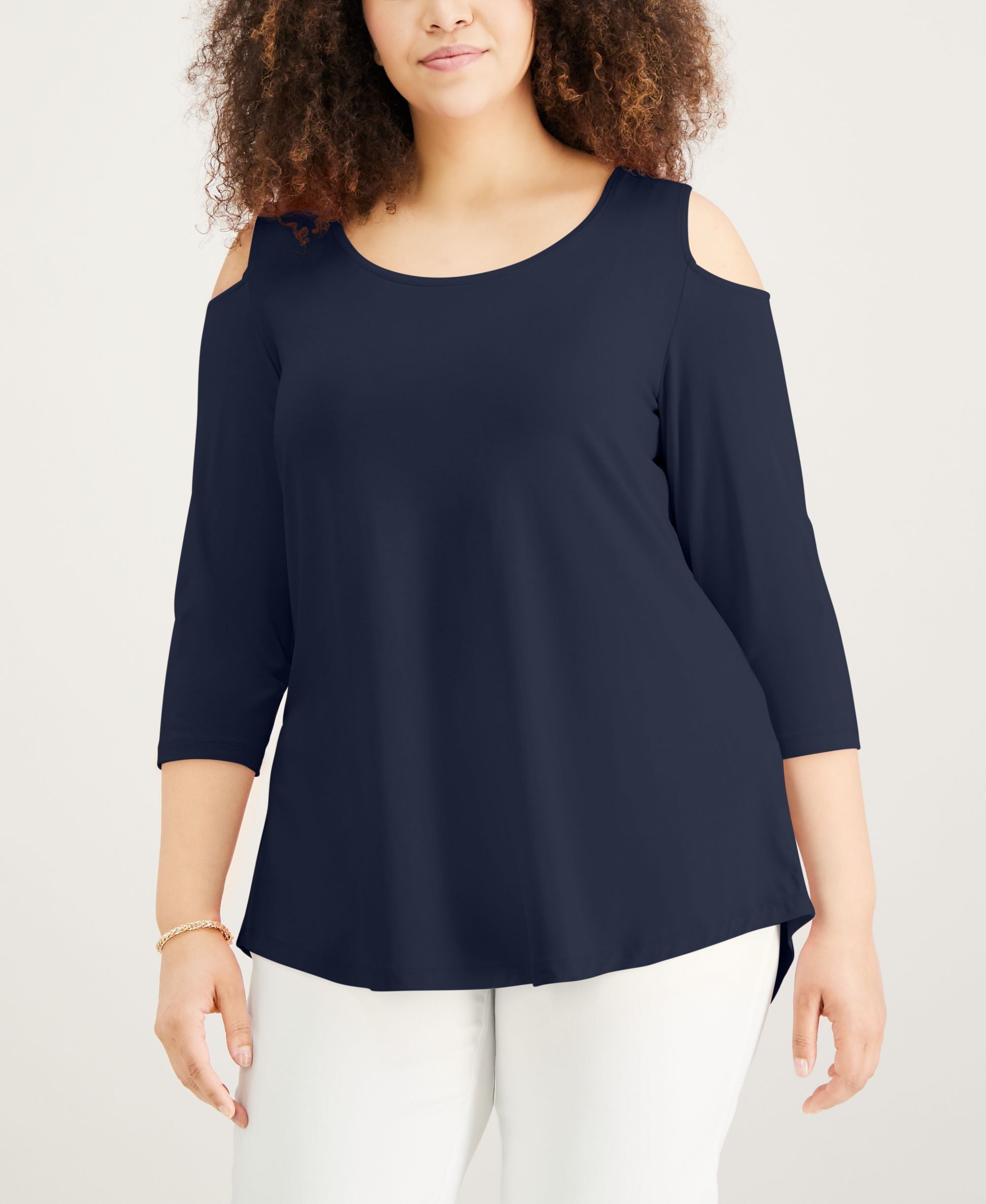 JM Collection Plus Size Cold Shoulder Top