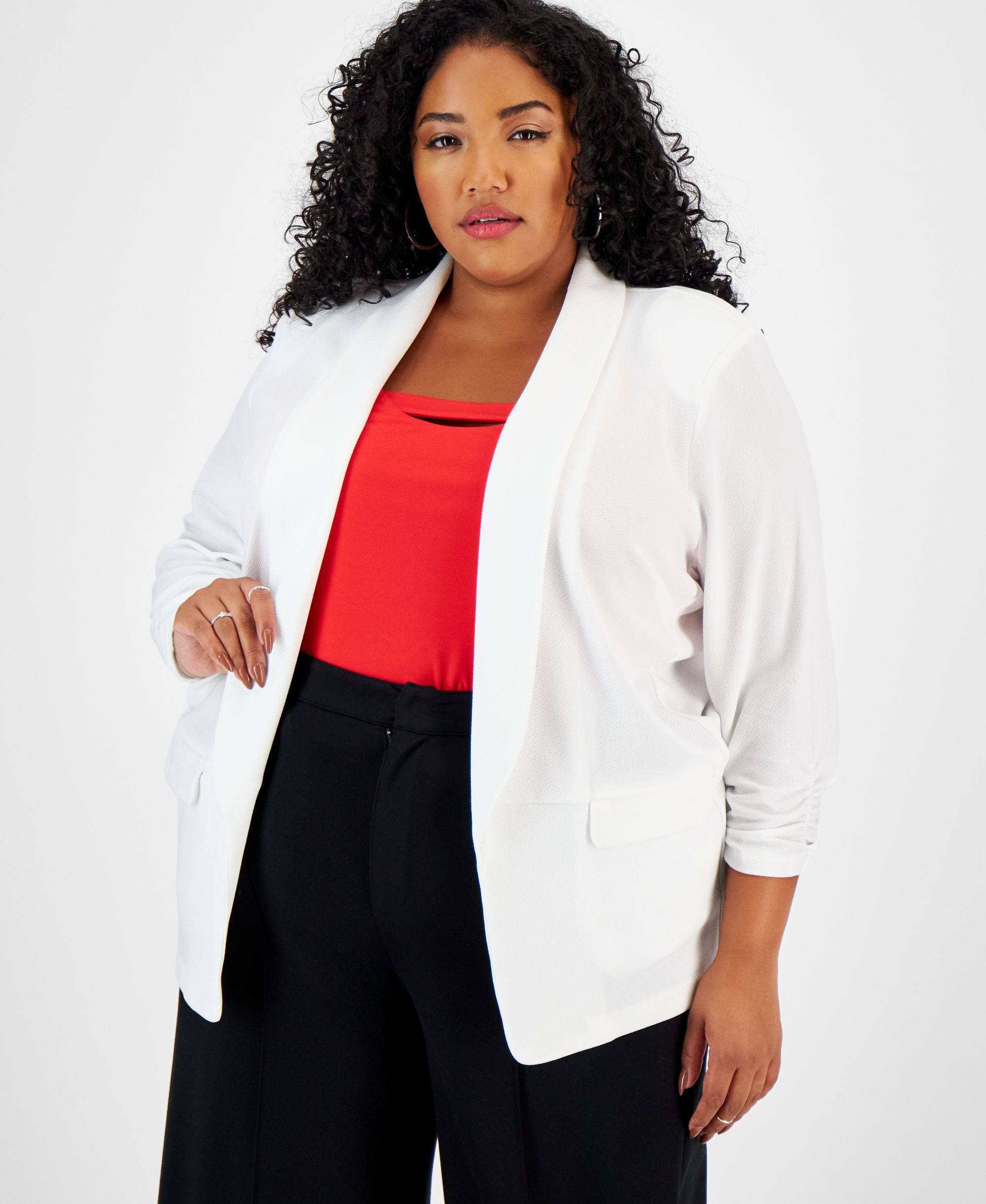 Trendy Plus Size Knit Boyfriend Blazer