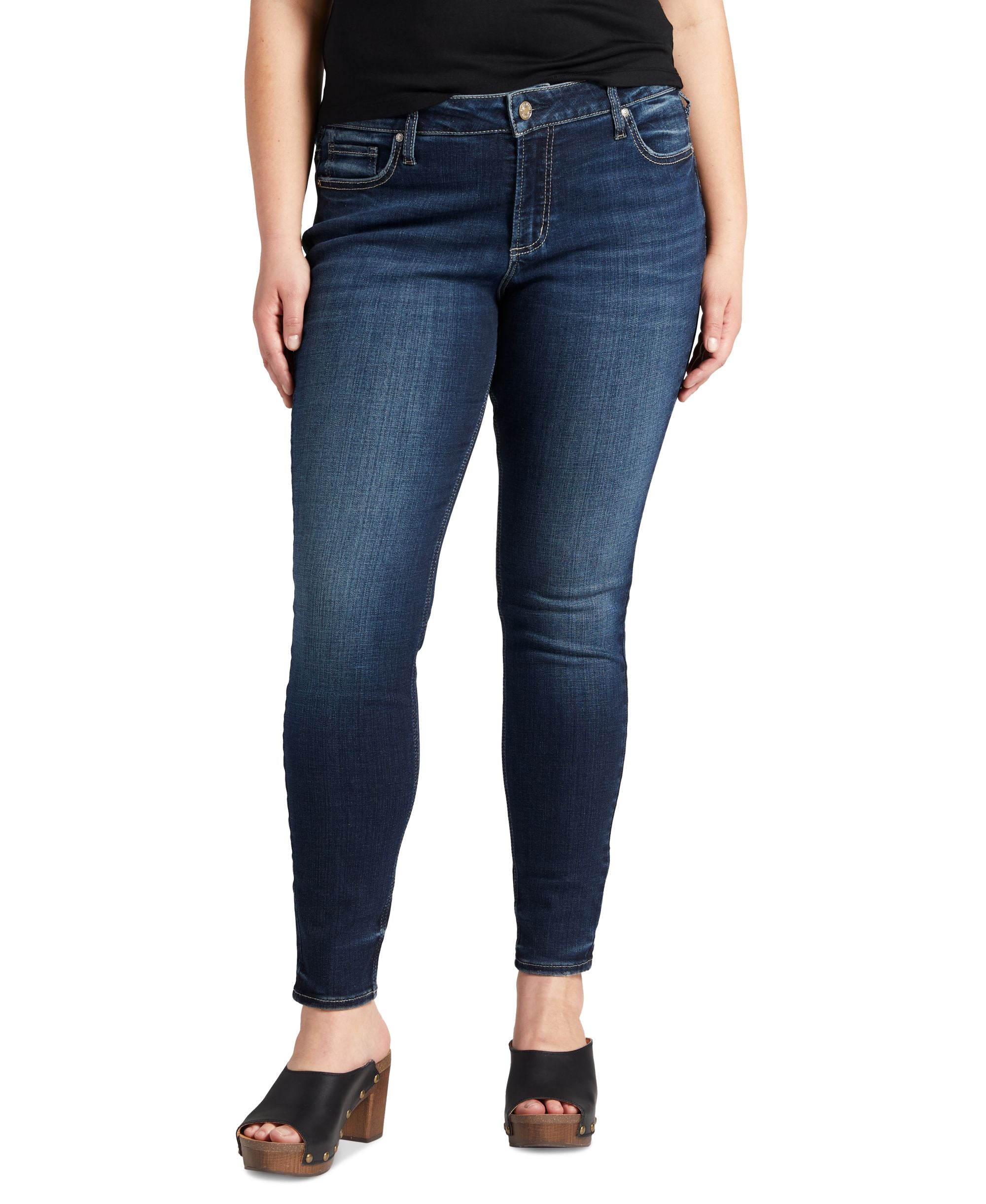 Silver Jeans Co. Plus Size Elyse Mid Rise Skinny Jeans