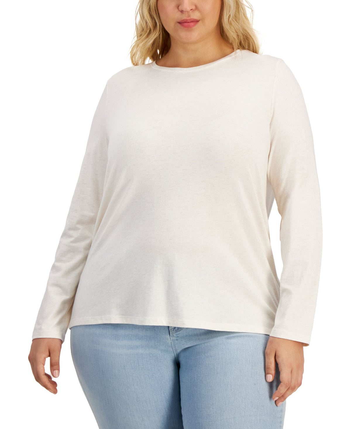 Style & Co Plus Size Heathered Long Sleeve T-Shirt