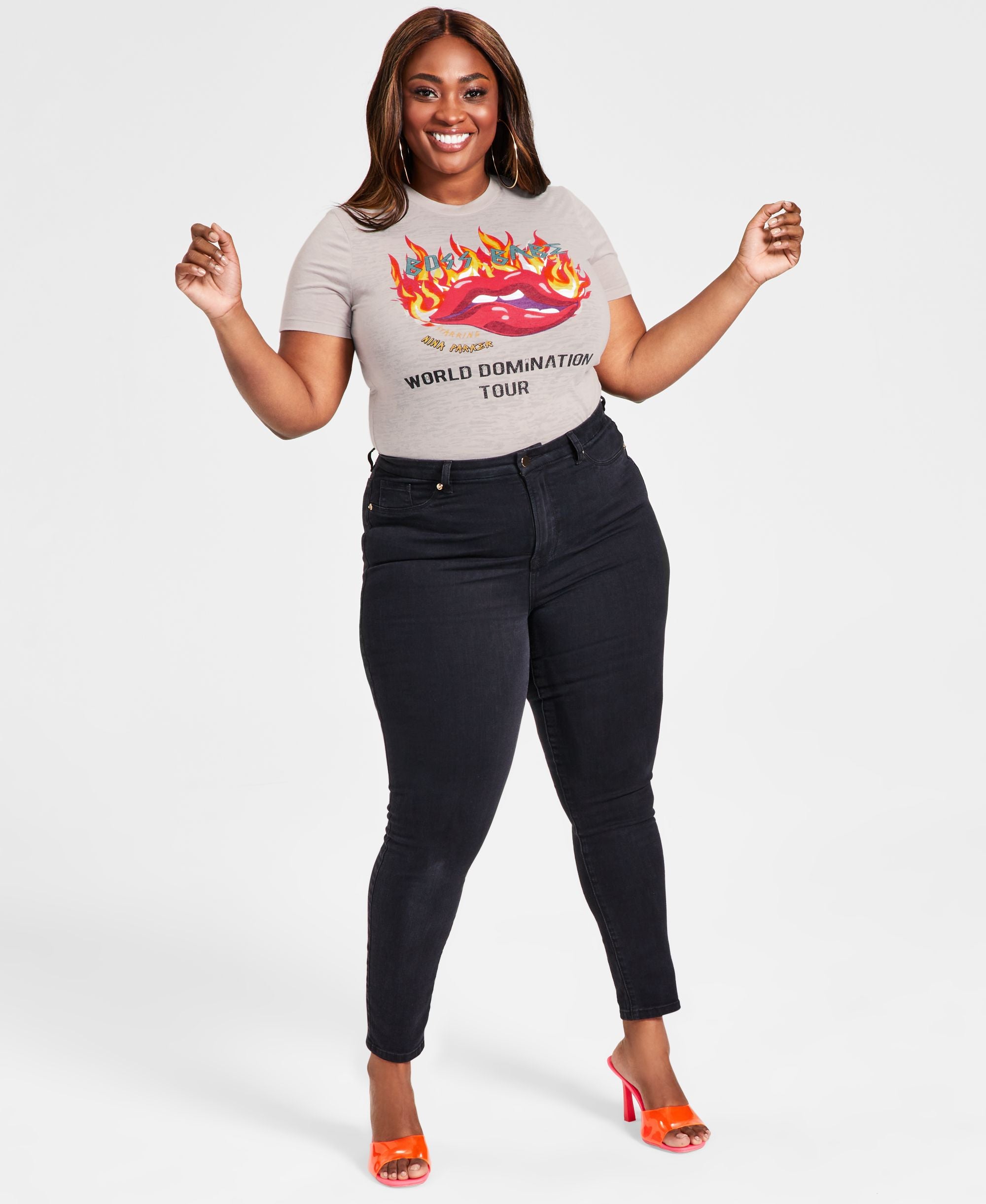 Trendy Plus Size Graphic-Print Burnout Tee