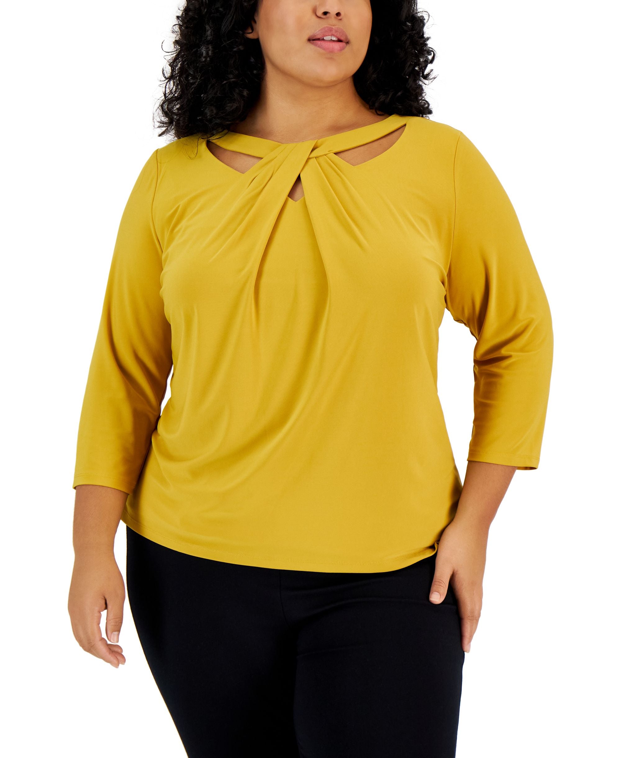 Plus Size Twist-Neck Top