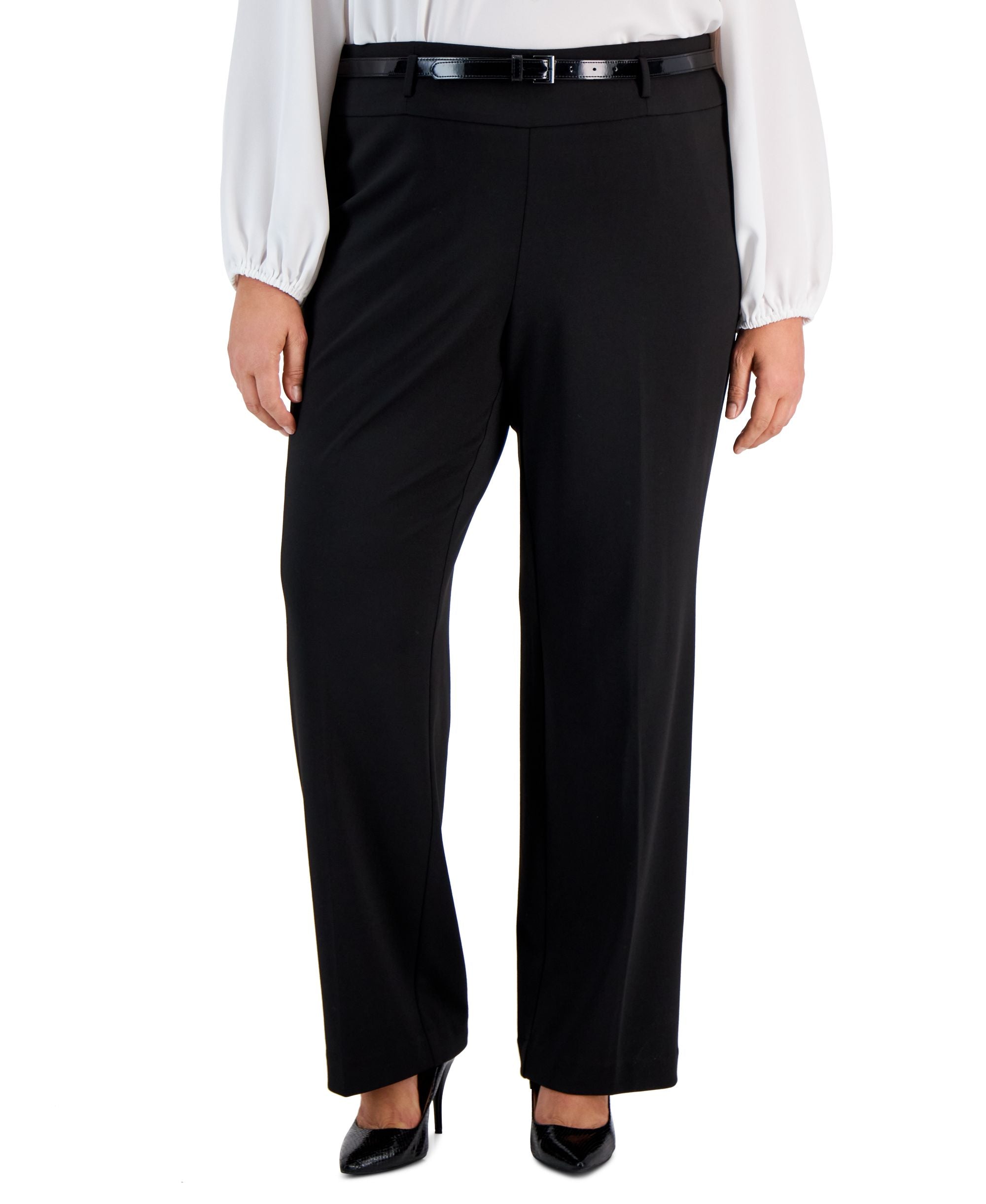 Plus Size High-Rise Bootcut-Leg Pants with Belt