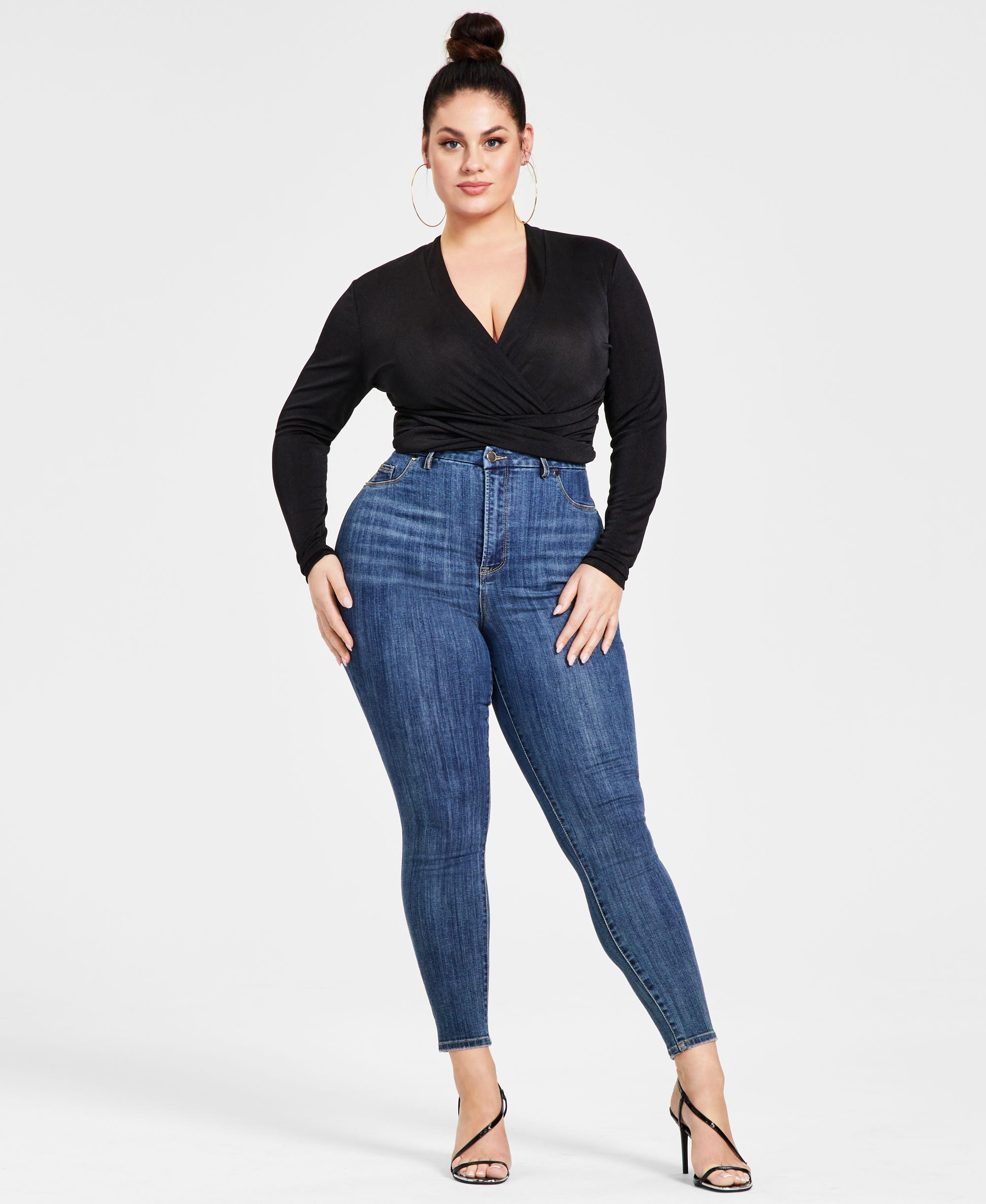 Nina Parker Trendy Plus Size Crossover Bodysuit