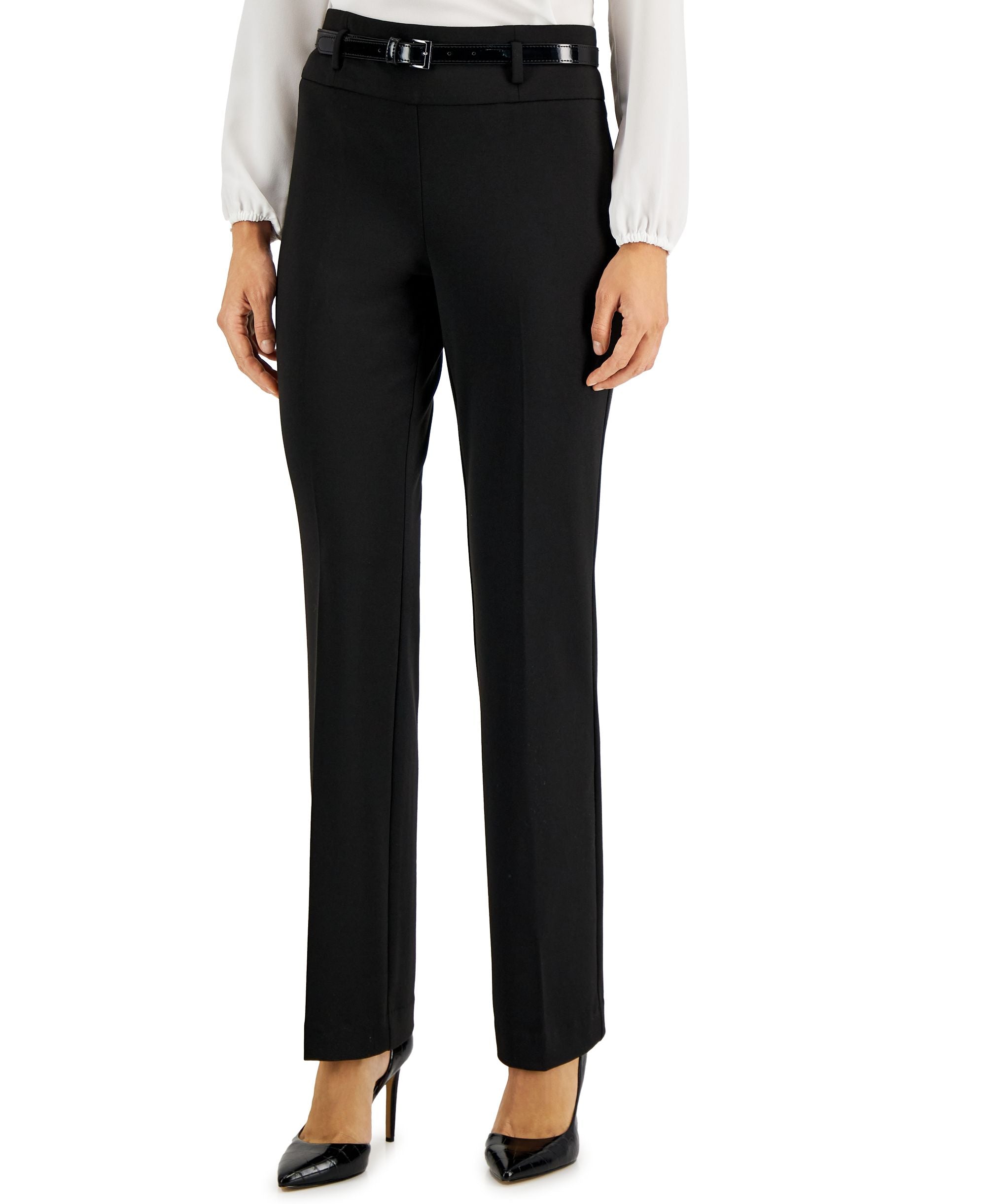 Women's High-Rise Bootcut-Leg Pants with Belt