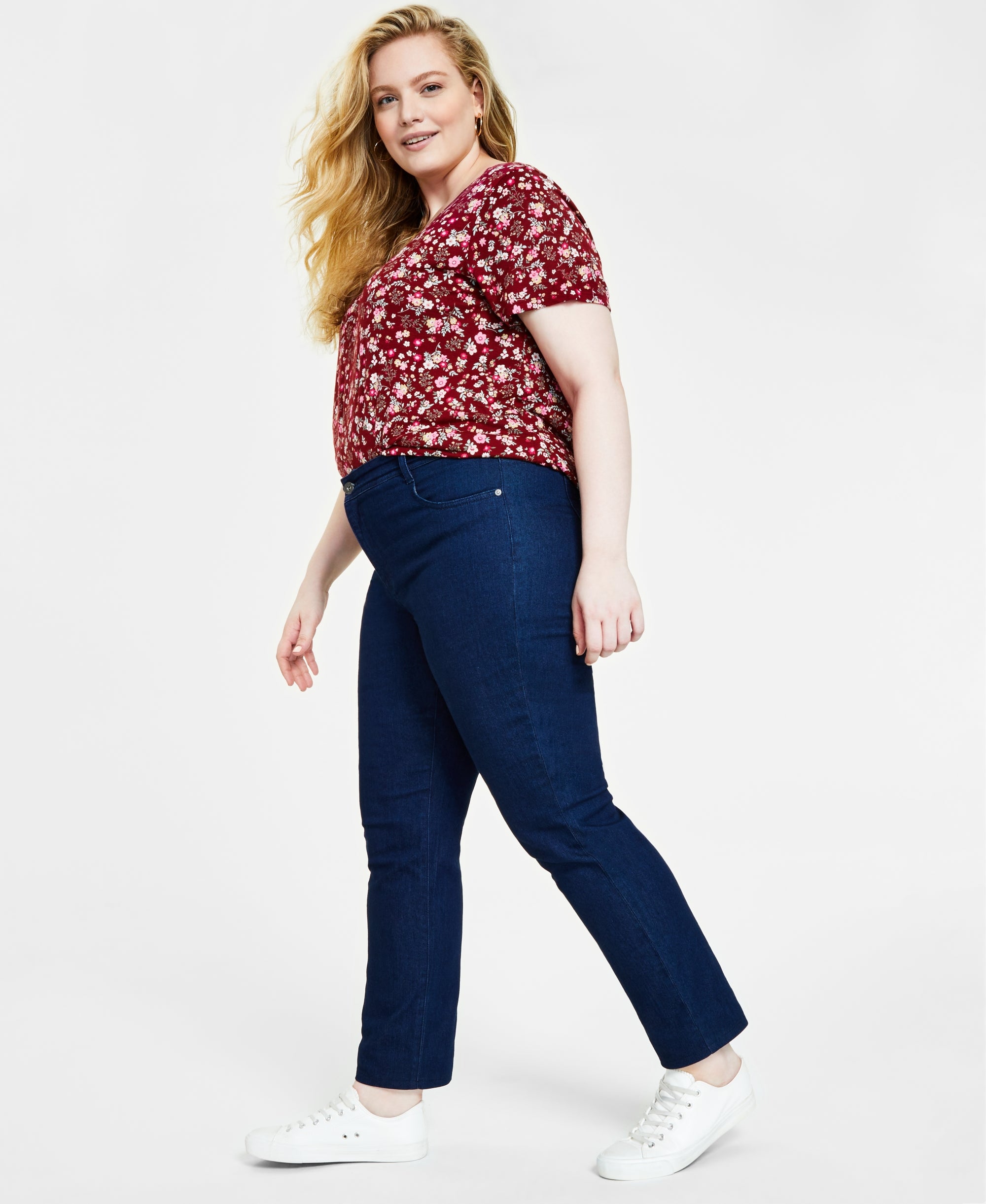 Plus Size High-Rise Slim-Leg Jeans