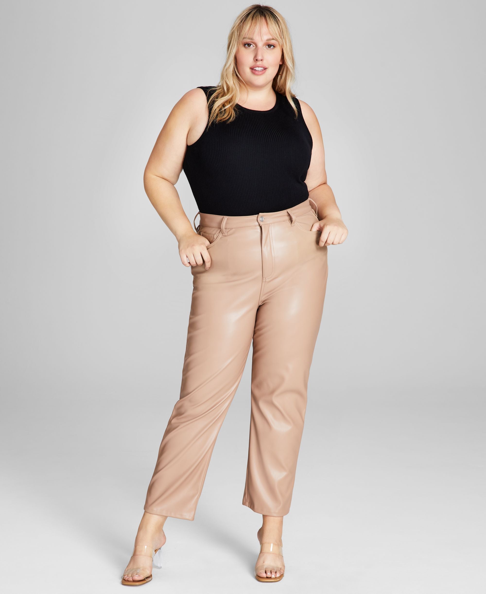 Trendy Plus Size Faux-Leather Pants