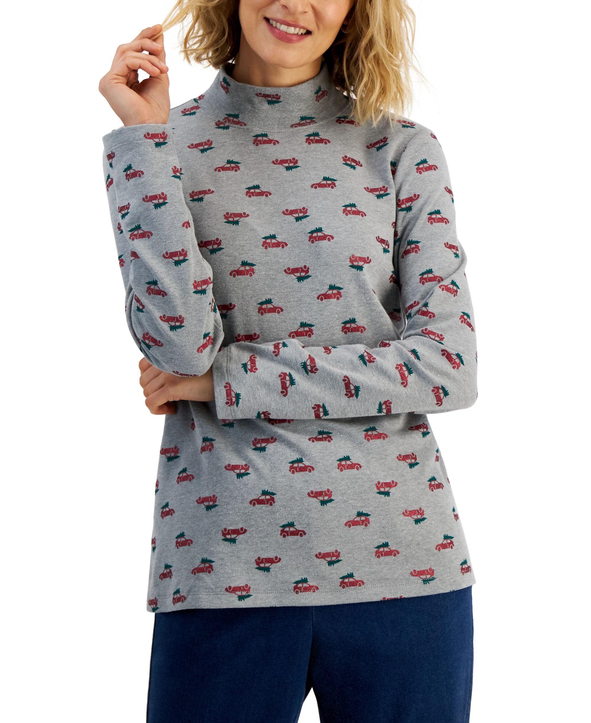 Women's Printed Mock-Neck Top