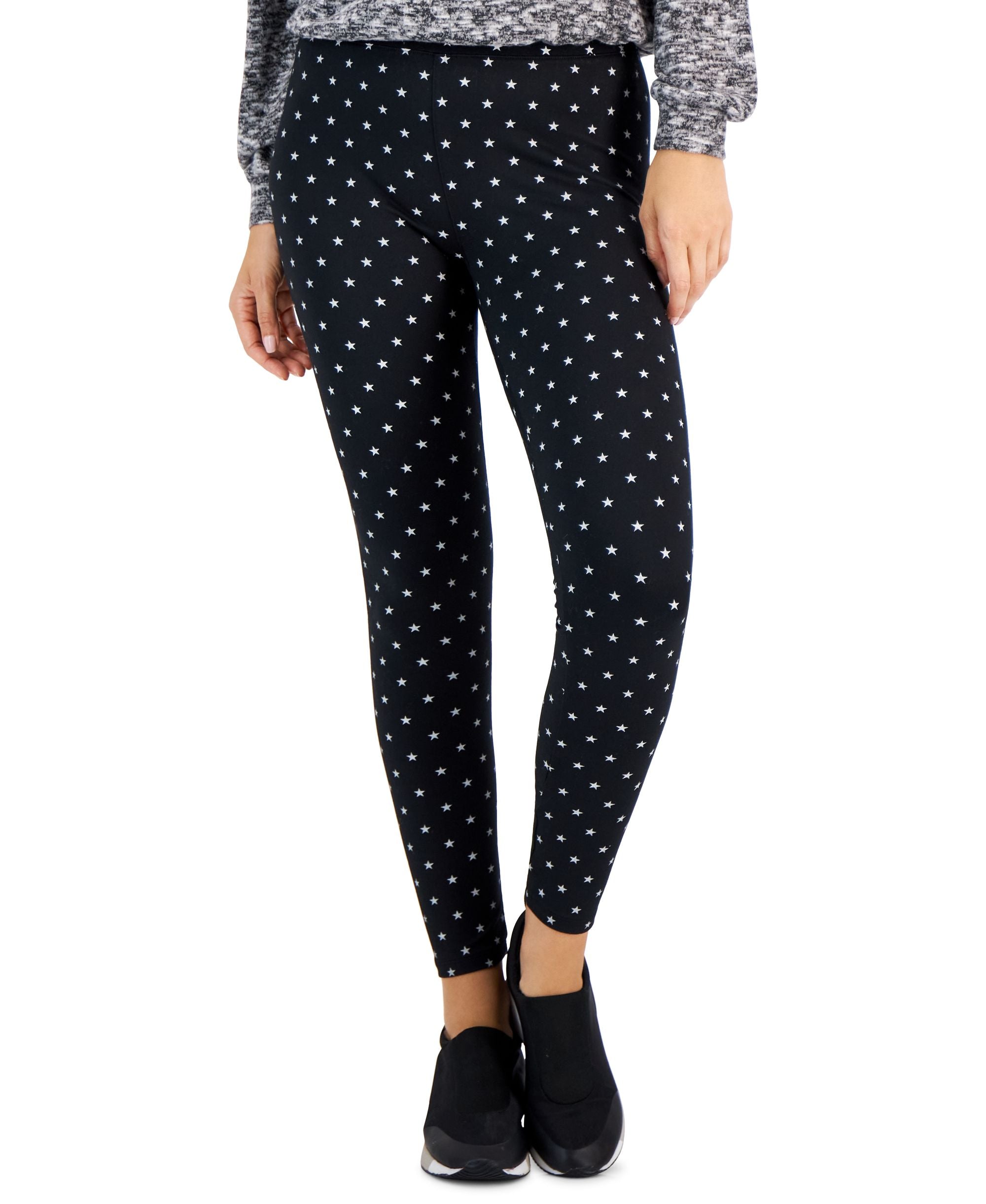 Style & Co Womens Star Fleece Mid Rise Leggings