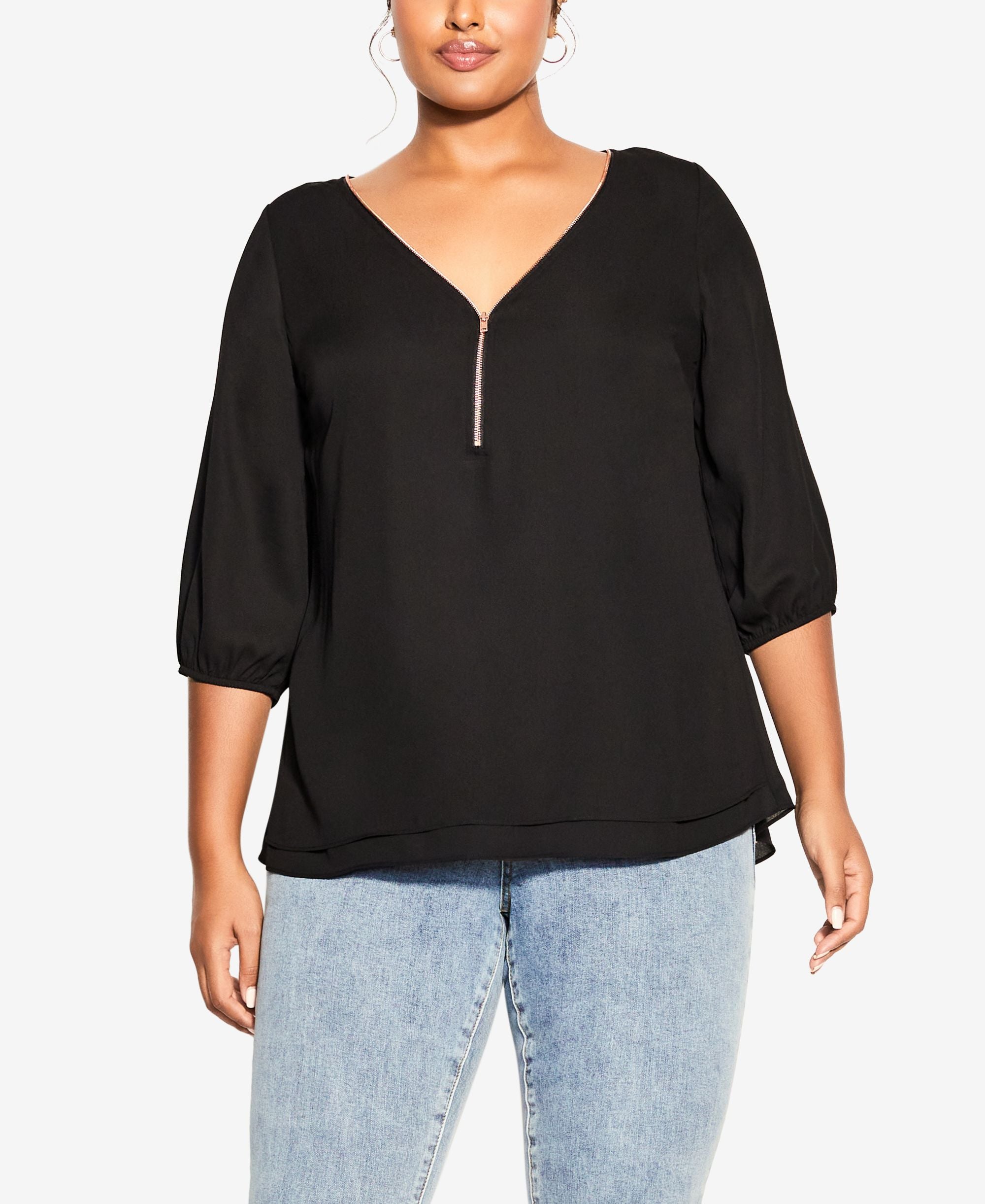 Plus Size Fling Elbow Sleeve Top