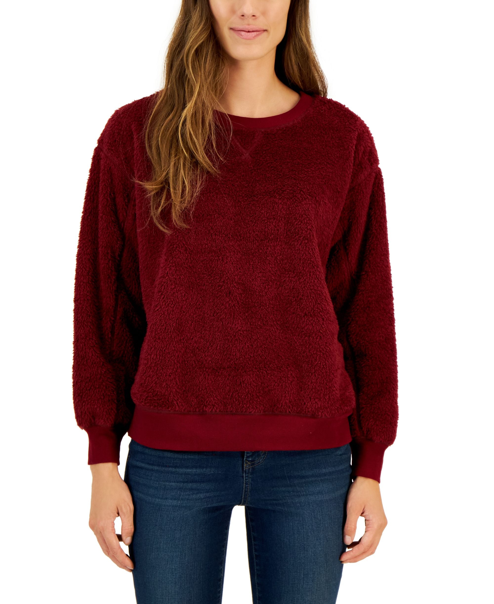 Style & Co Womens Sherpa Long Sleeve Sweater