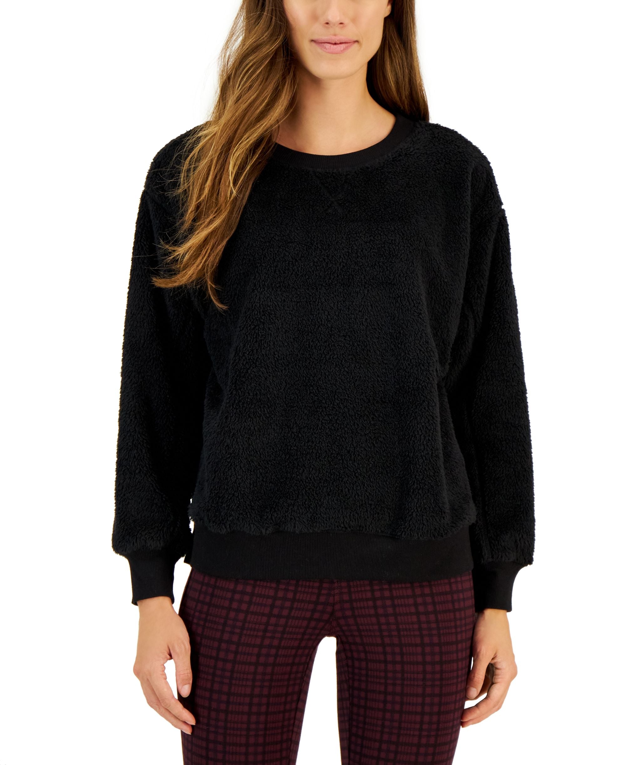 Style & Co Womens Sherpa Long Sleeve Sweater