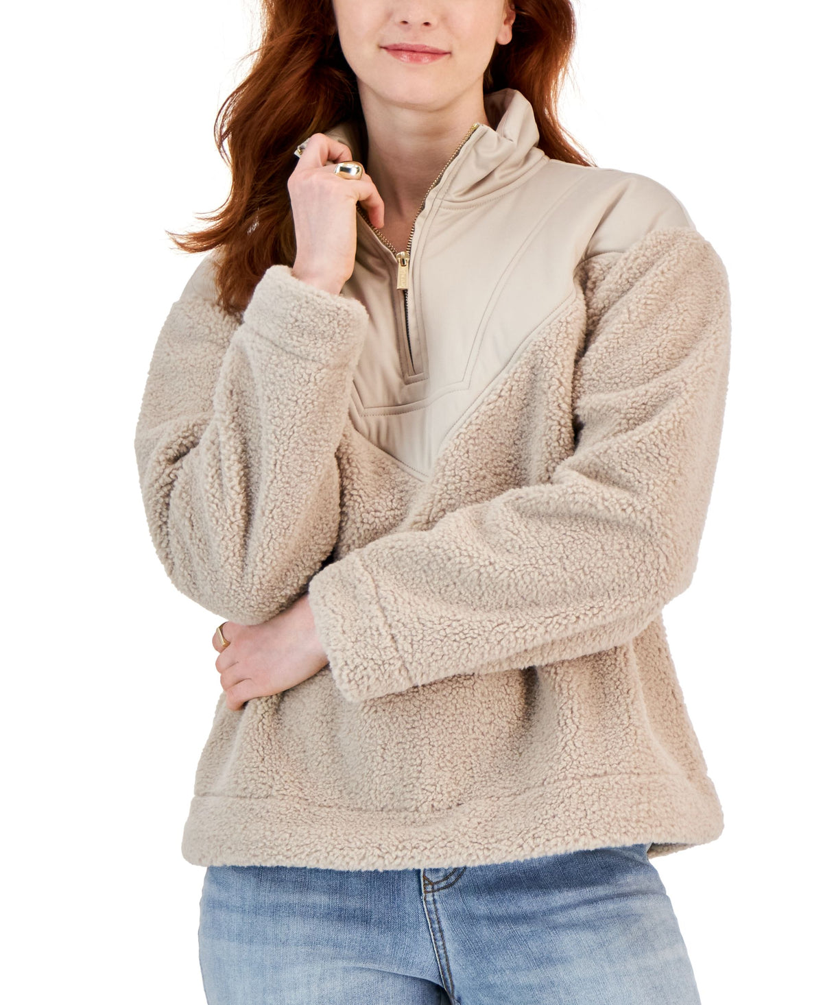 Women's Mixed Media Quarter-Zip Pullover