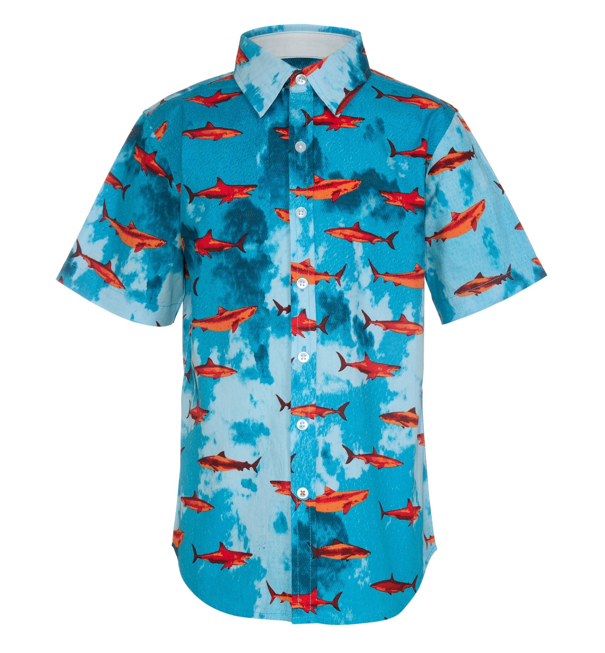 Big Boys Cloud Shark Print Woven Shirt