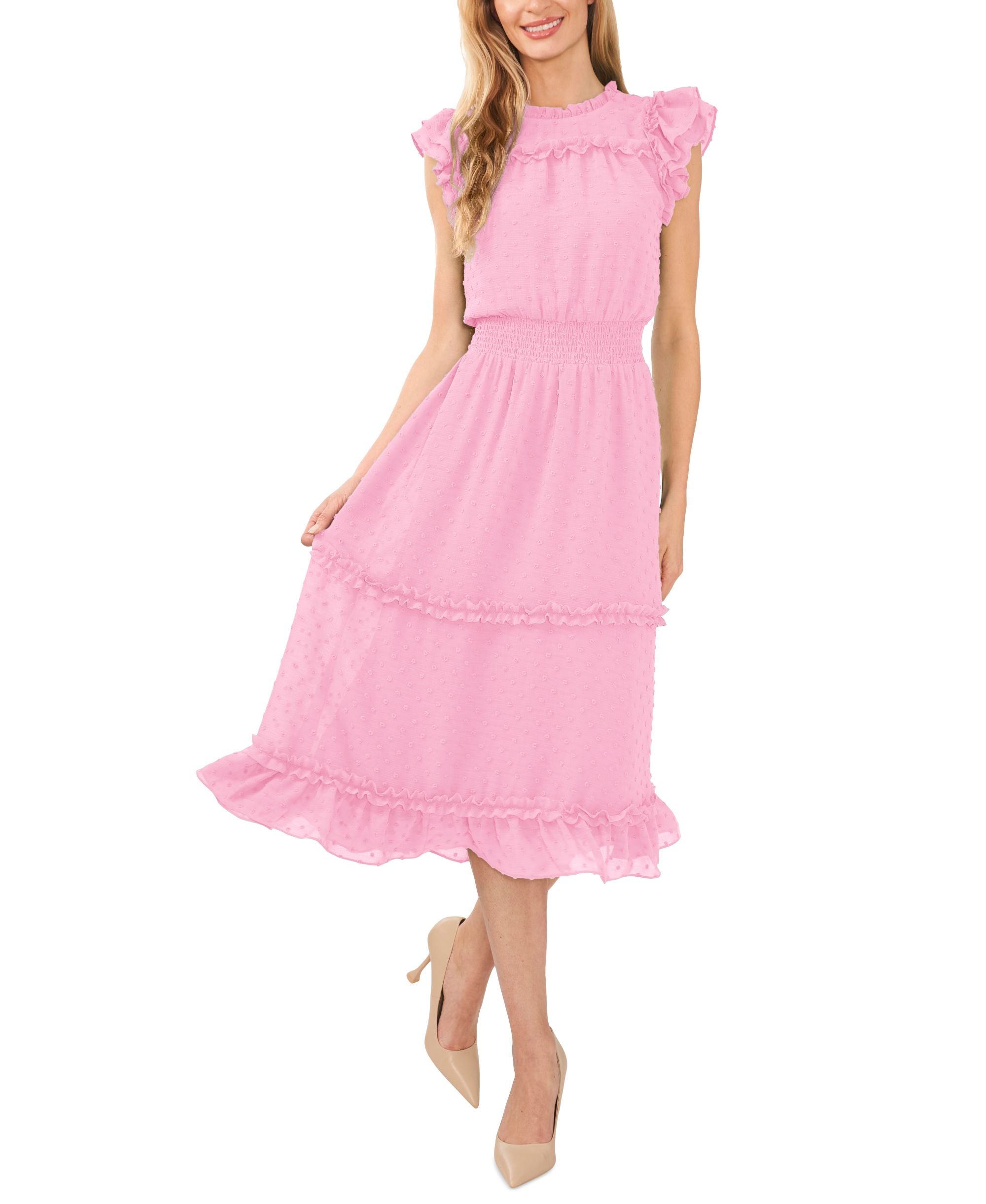 Women's Short Sleeve Ruffled V-Neck Tie Blouse