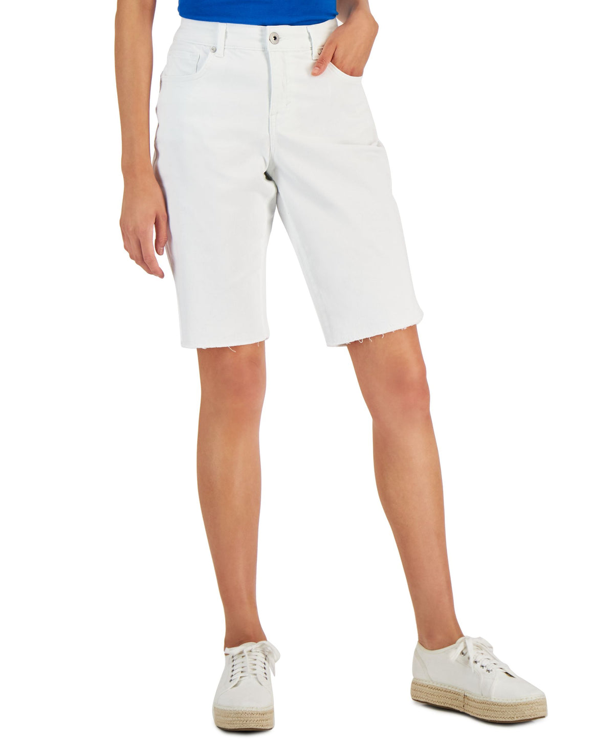 Style & Co Womens Curvy Raw Edge Bermuda Shorts