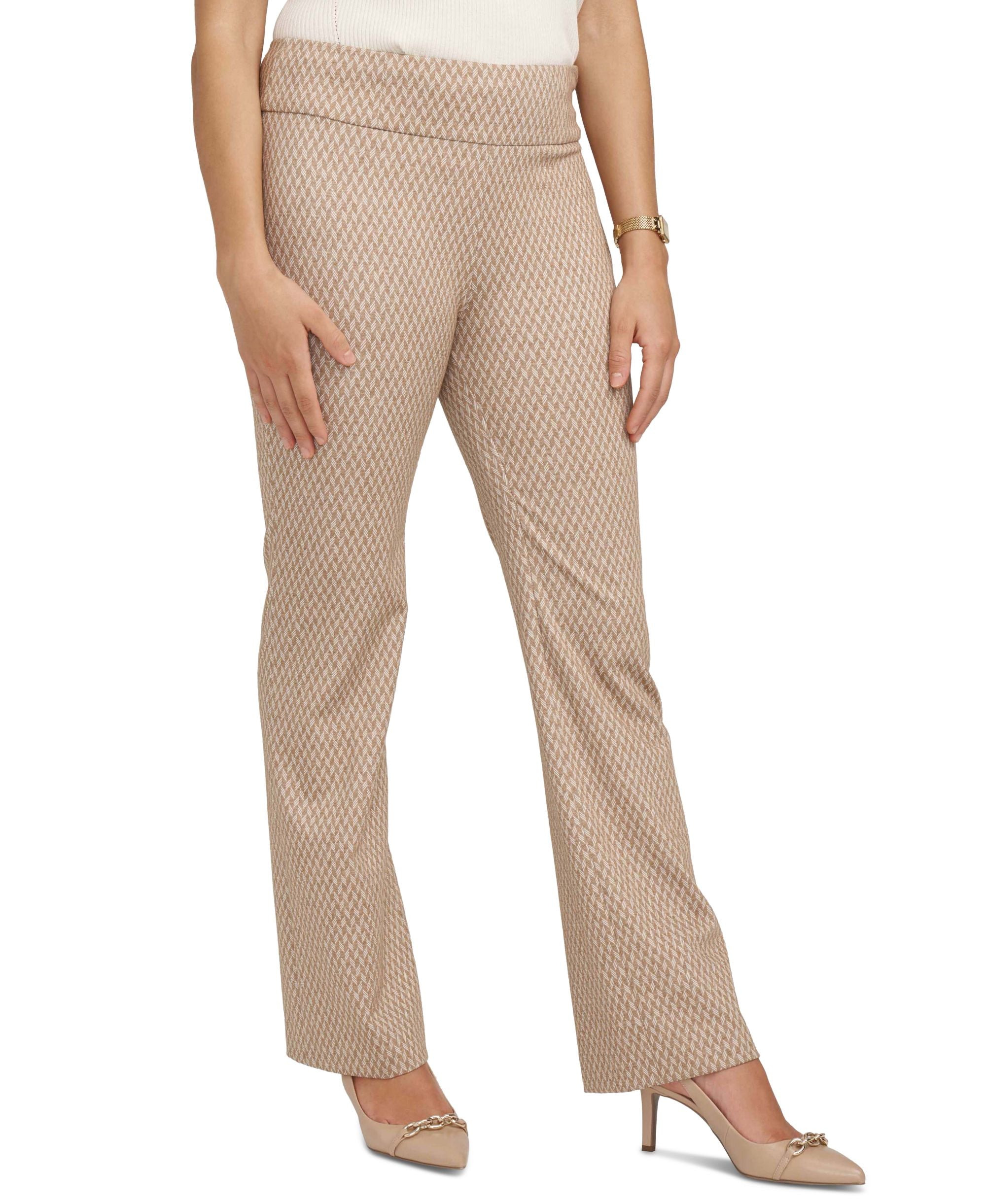 Petite Printed Pull-On Bootcut Stretch Pants