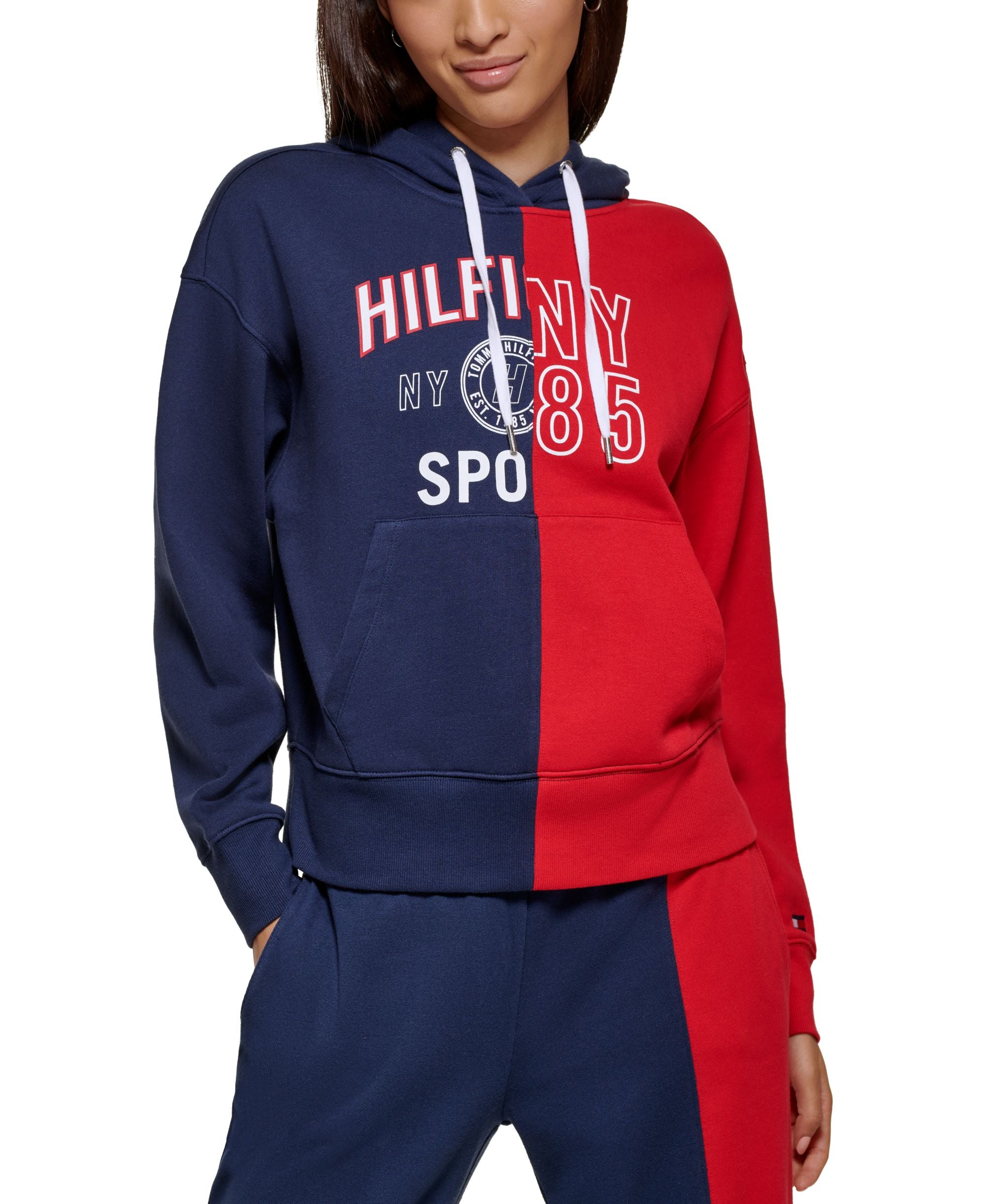 Women's Active color blocked with split graphic hoodie