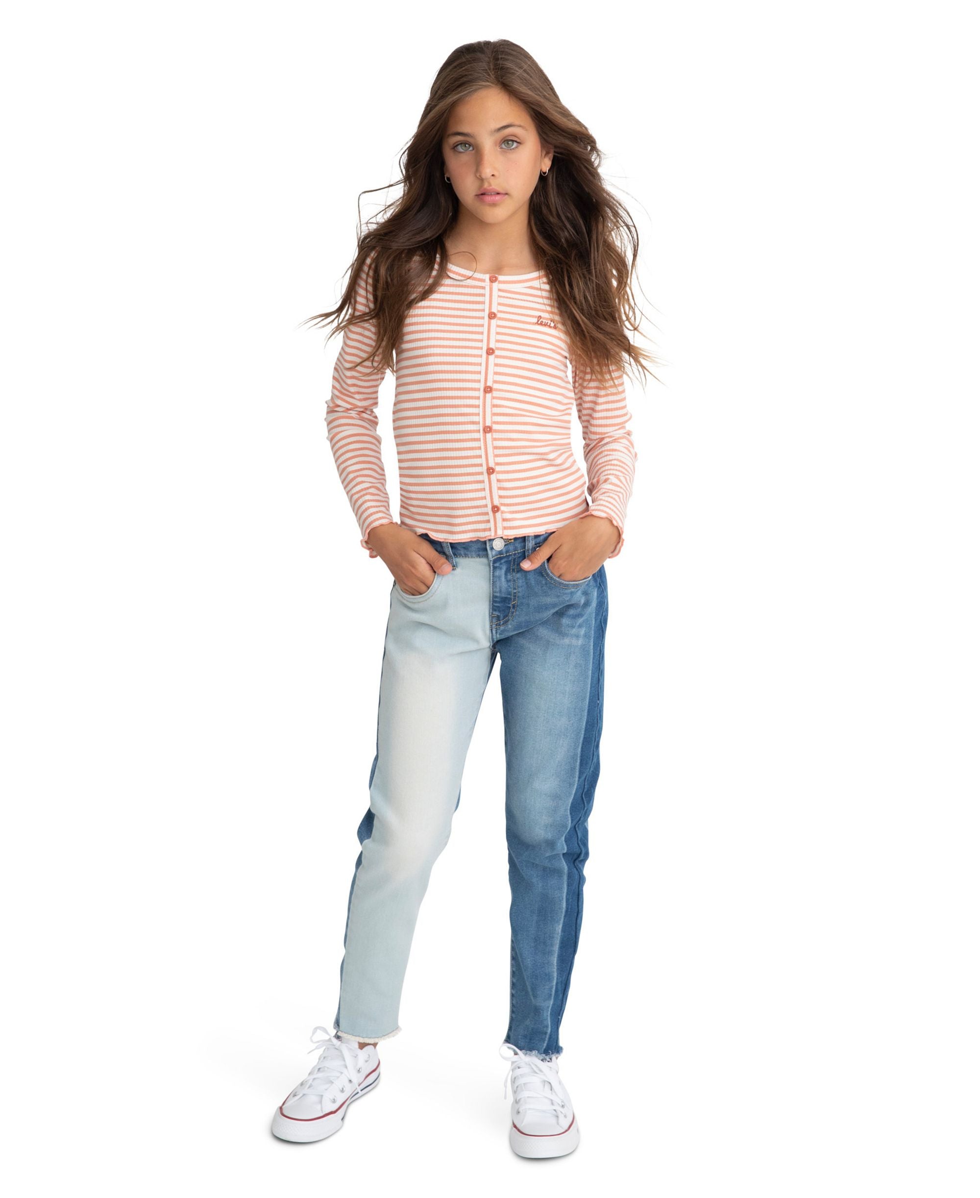 Levis X Clements Twins Big Girls Long Sleeve Scoop Neck Rib Knit Top
