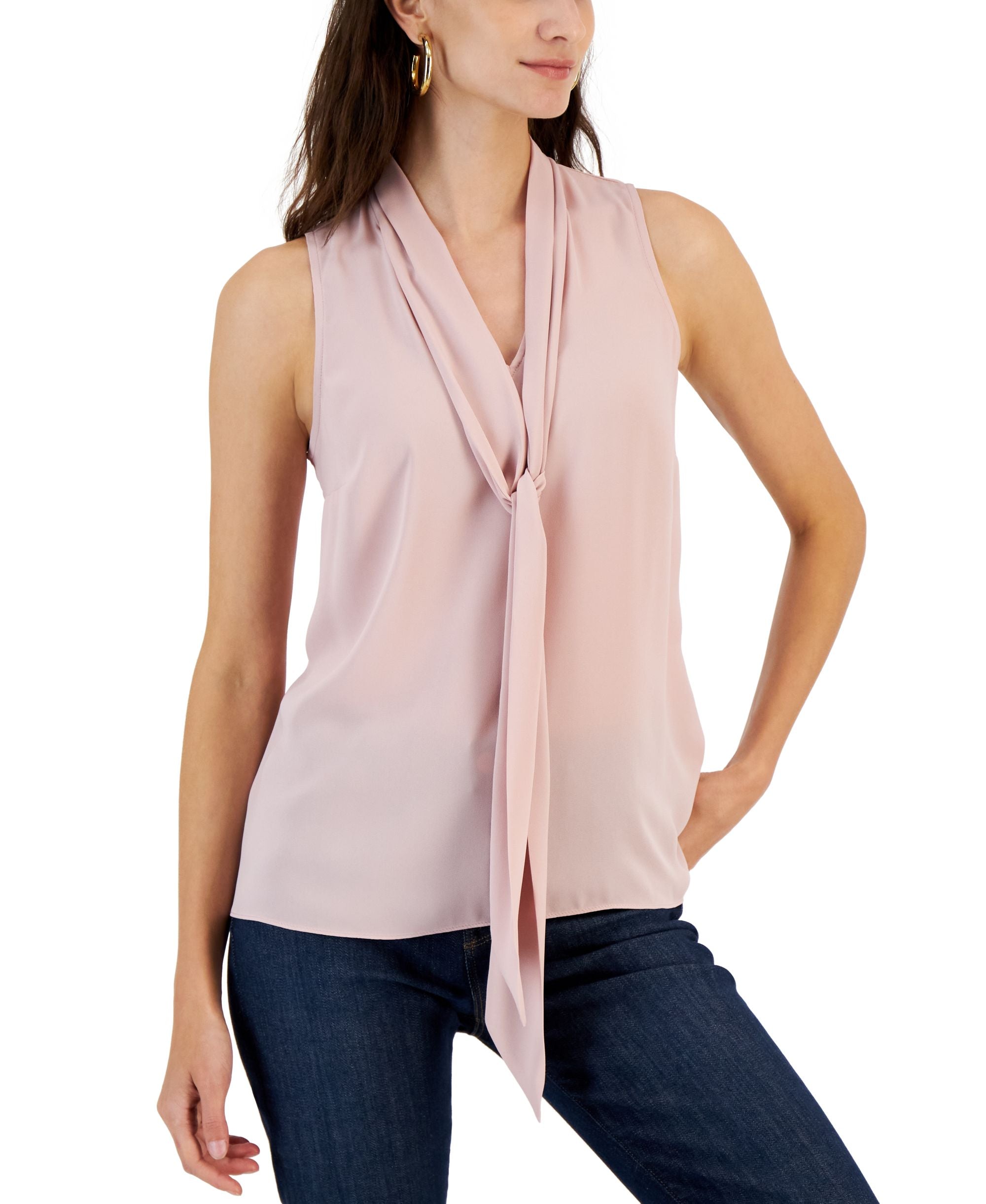 INC International Concepts Womens Tie Neck Blouse