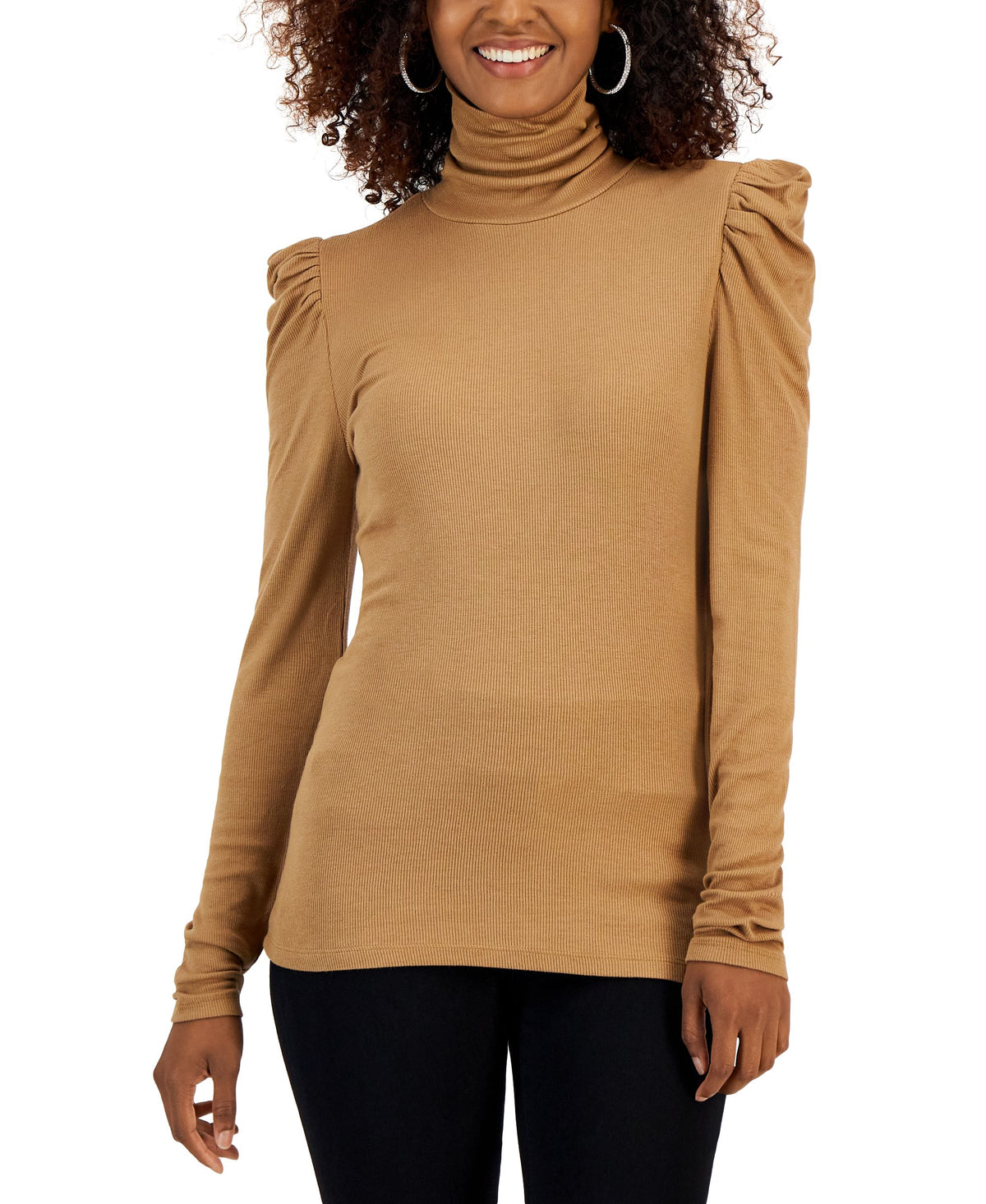 Women's Puff-Sleeve Turtleneck Top