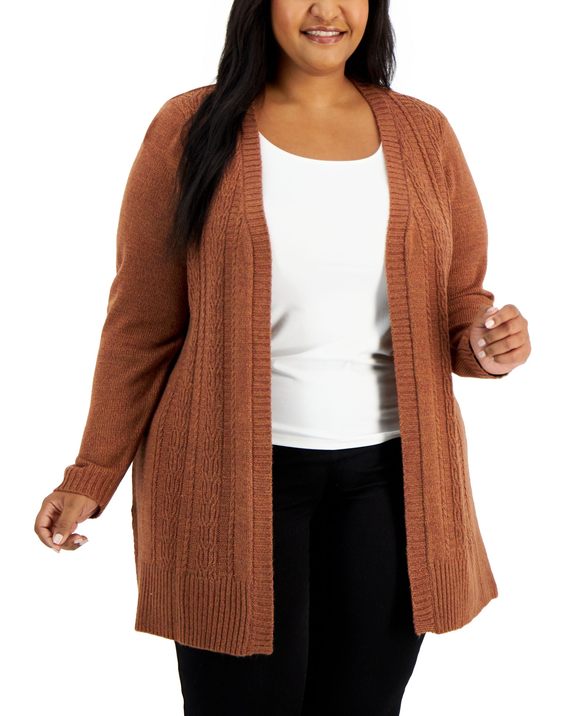 Karen Scott Plus Size Open Front Duster Cardigan