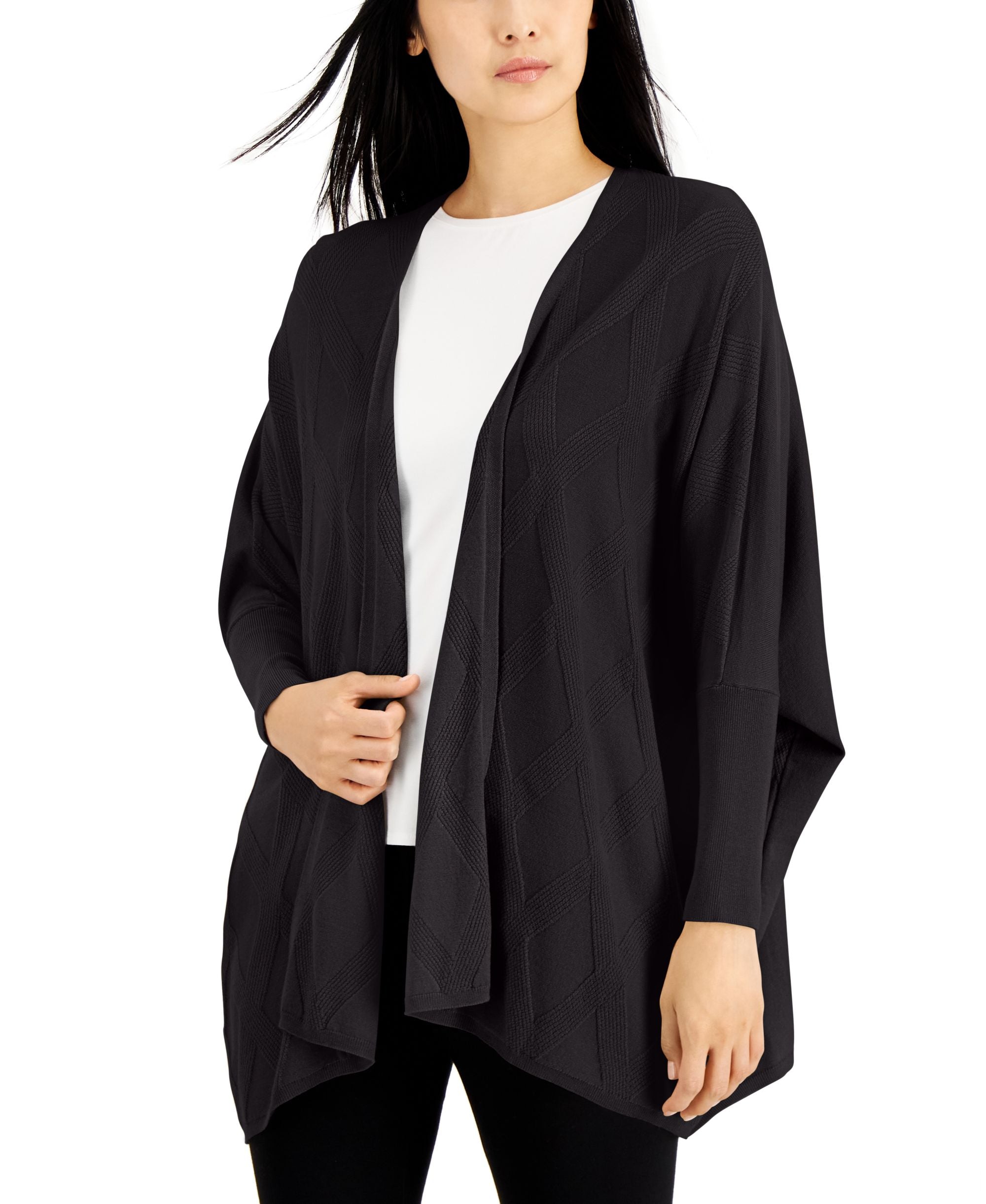 Alfani Womens Diamond Stitch Open Front Cardigan