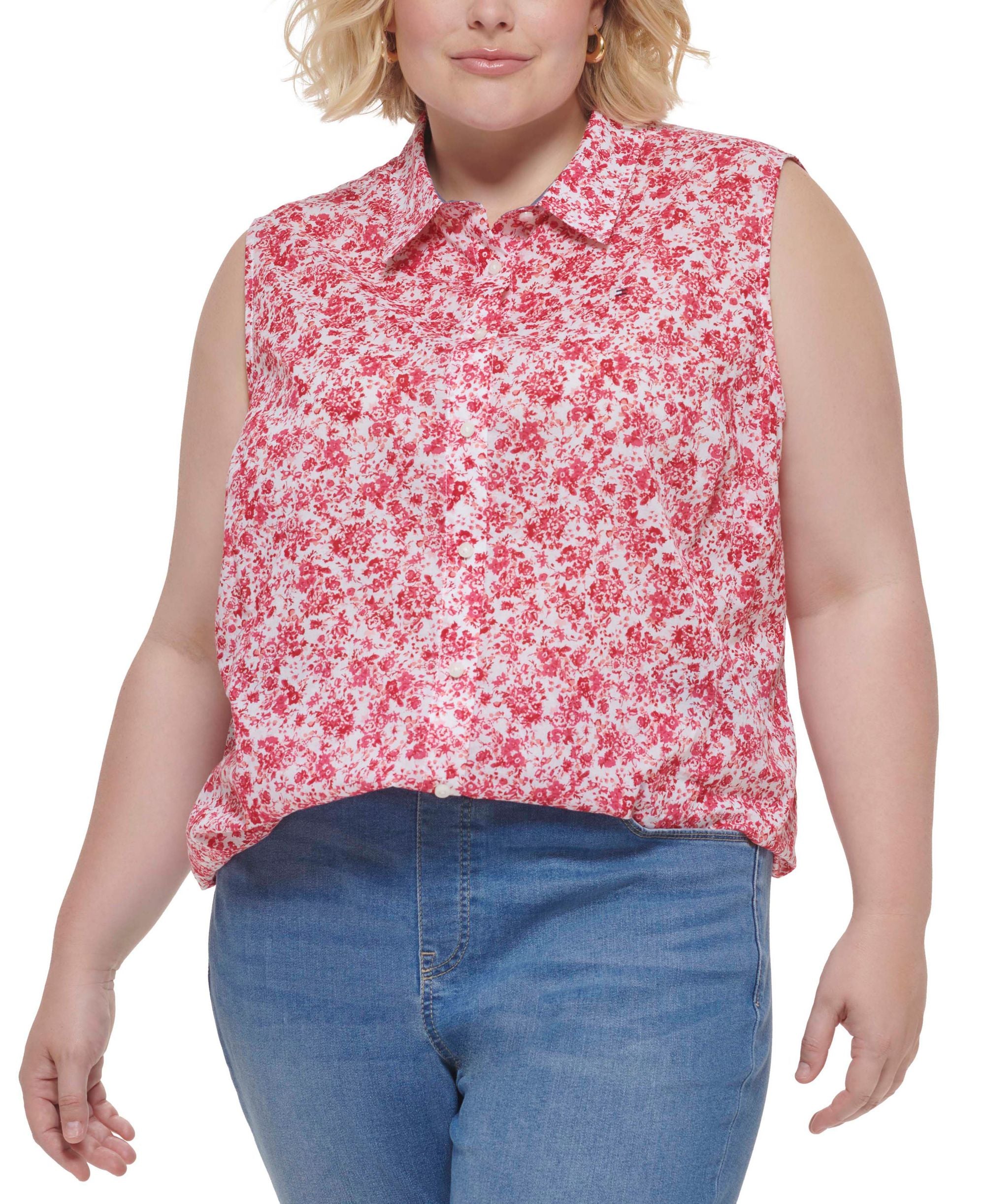 Tommy Hilfiger Plus Size Cotton Floral Shirt