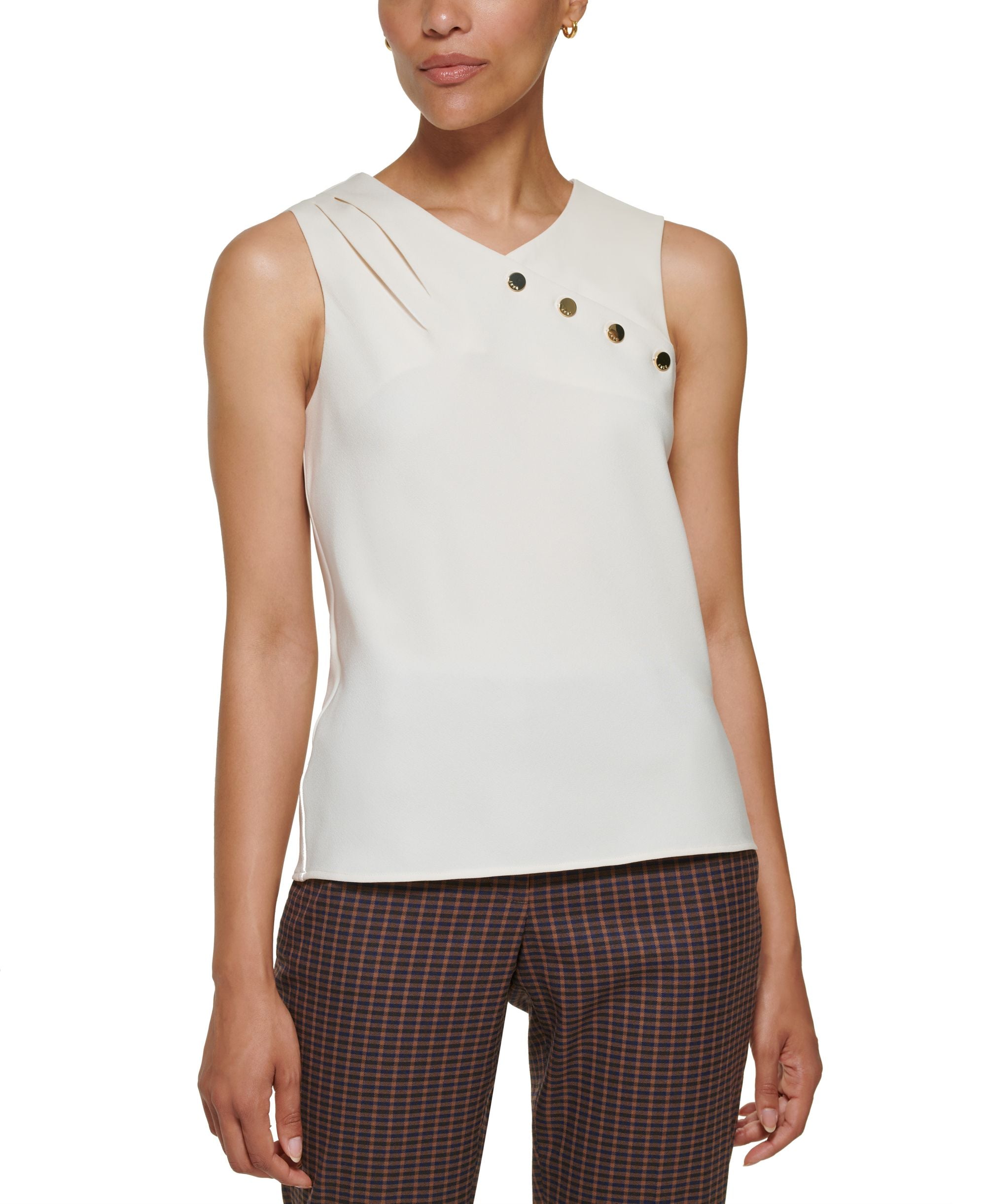 Petite Sleeveless Mix Media Top