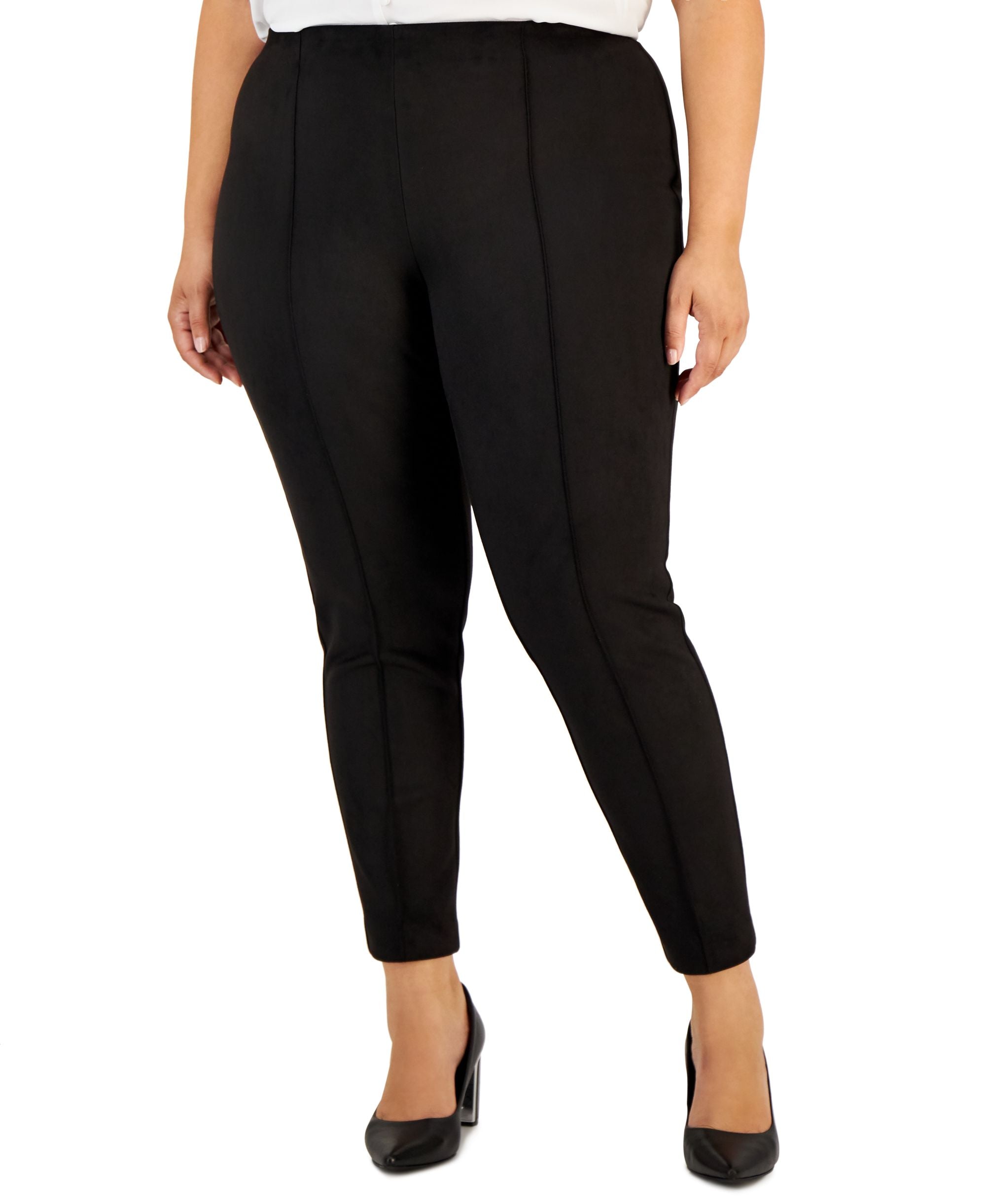 Plus Size Faux-Suede Ankle Pants