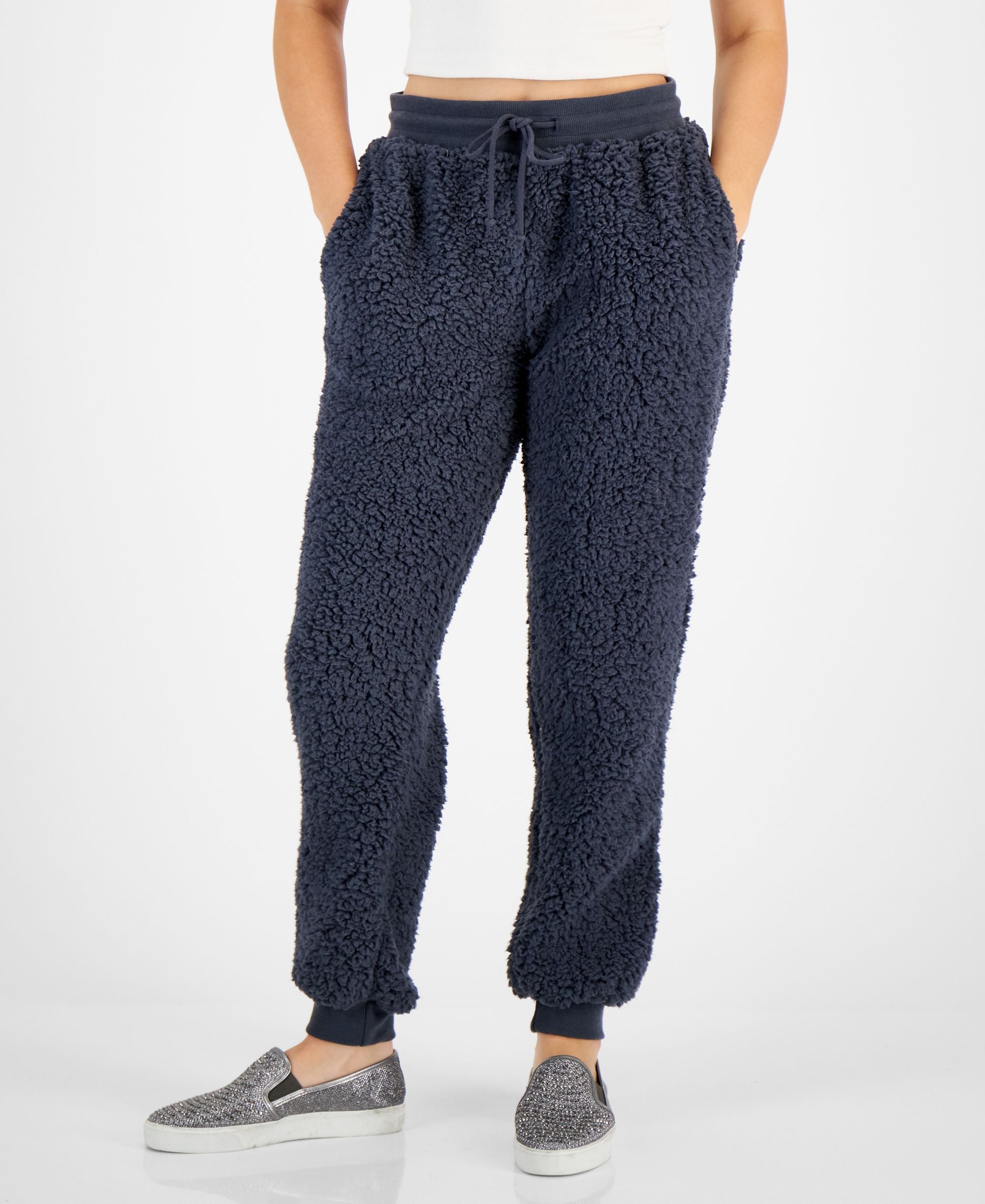 Hippie Rose Juniors' Sherpa Drawstring Jogger Pants
