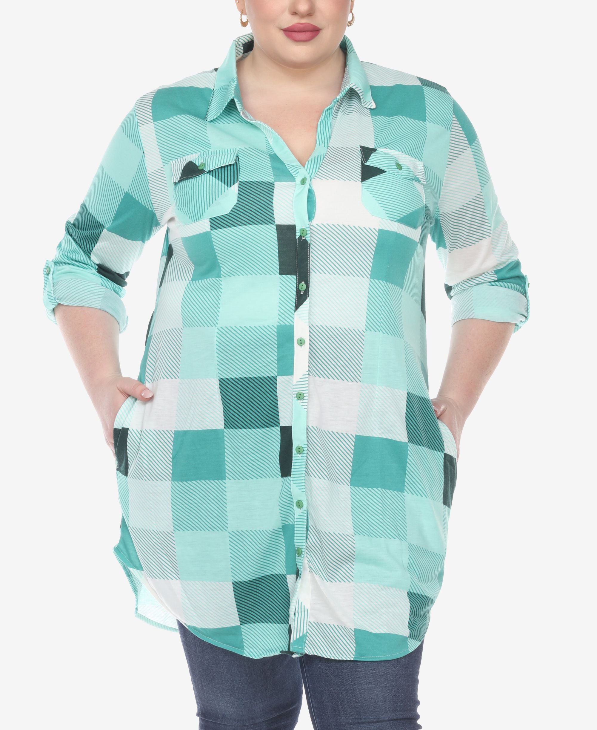 Plus Size Plaid Tunic Shirt