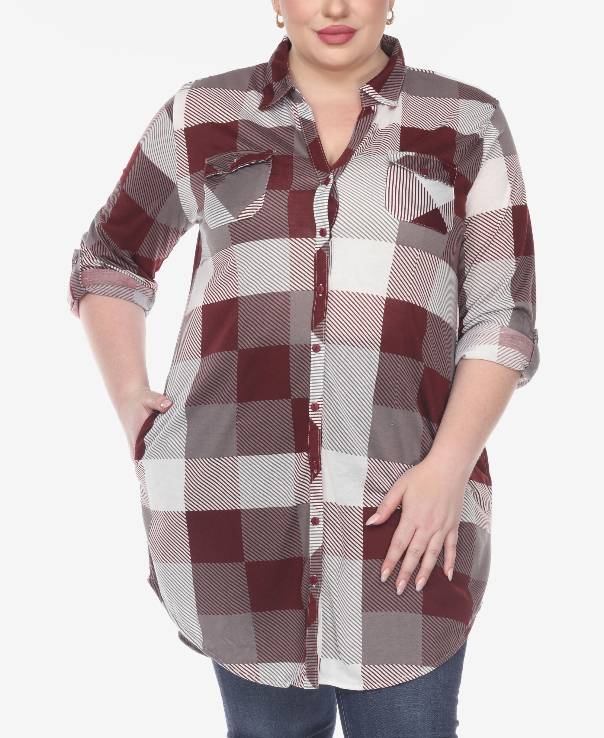 Plus Size Plaid Tunic Shirt