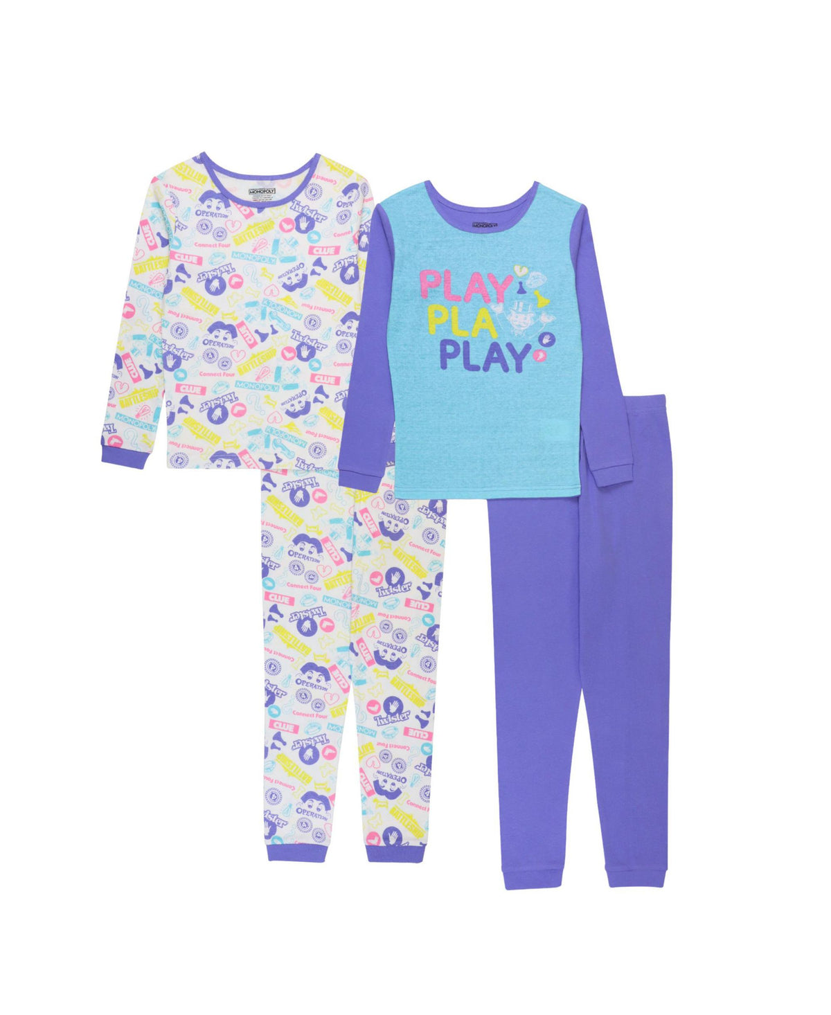 Little Girls Monopoly Tops Pajamas 4 Piece Set