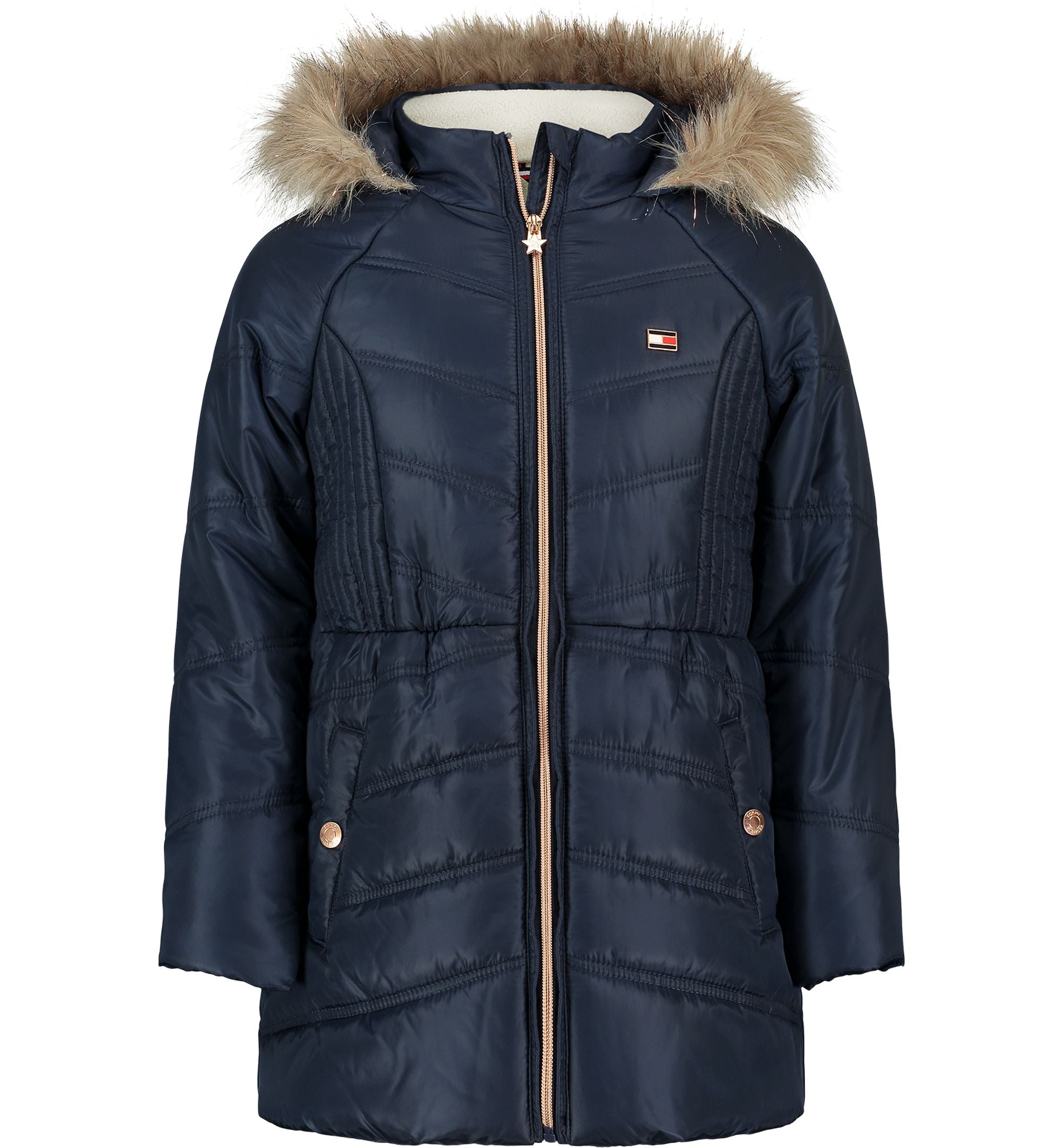 Tommy Hilfiger Toddler Girls Long Chevron Hooded Puffer Jacket