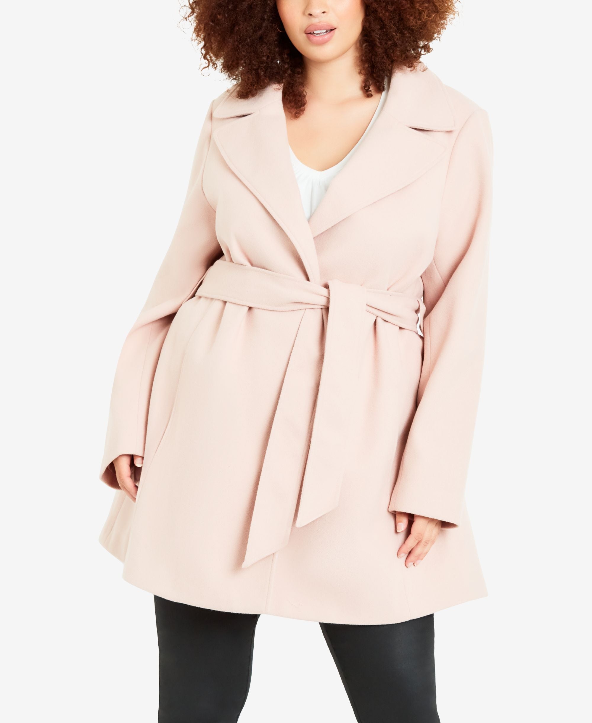 Plus Size Belted Coat
