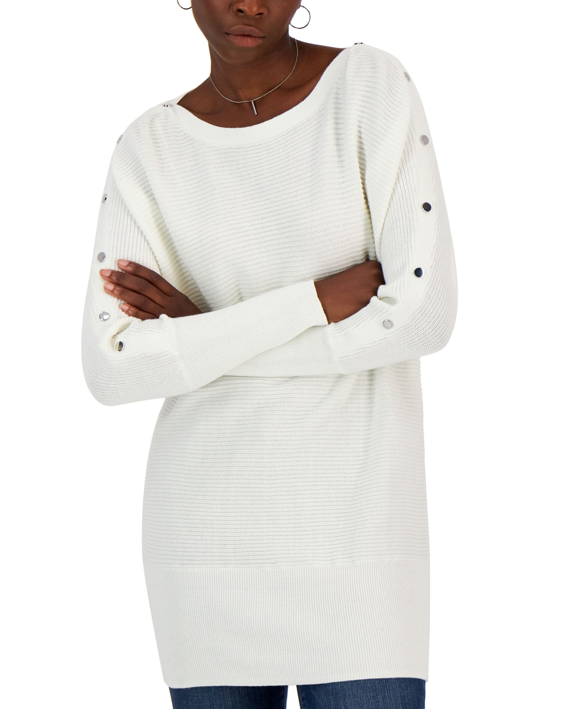Women's Button-Trim Boat-Neck Sweater