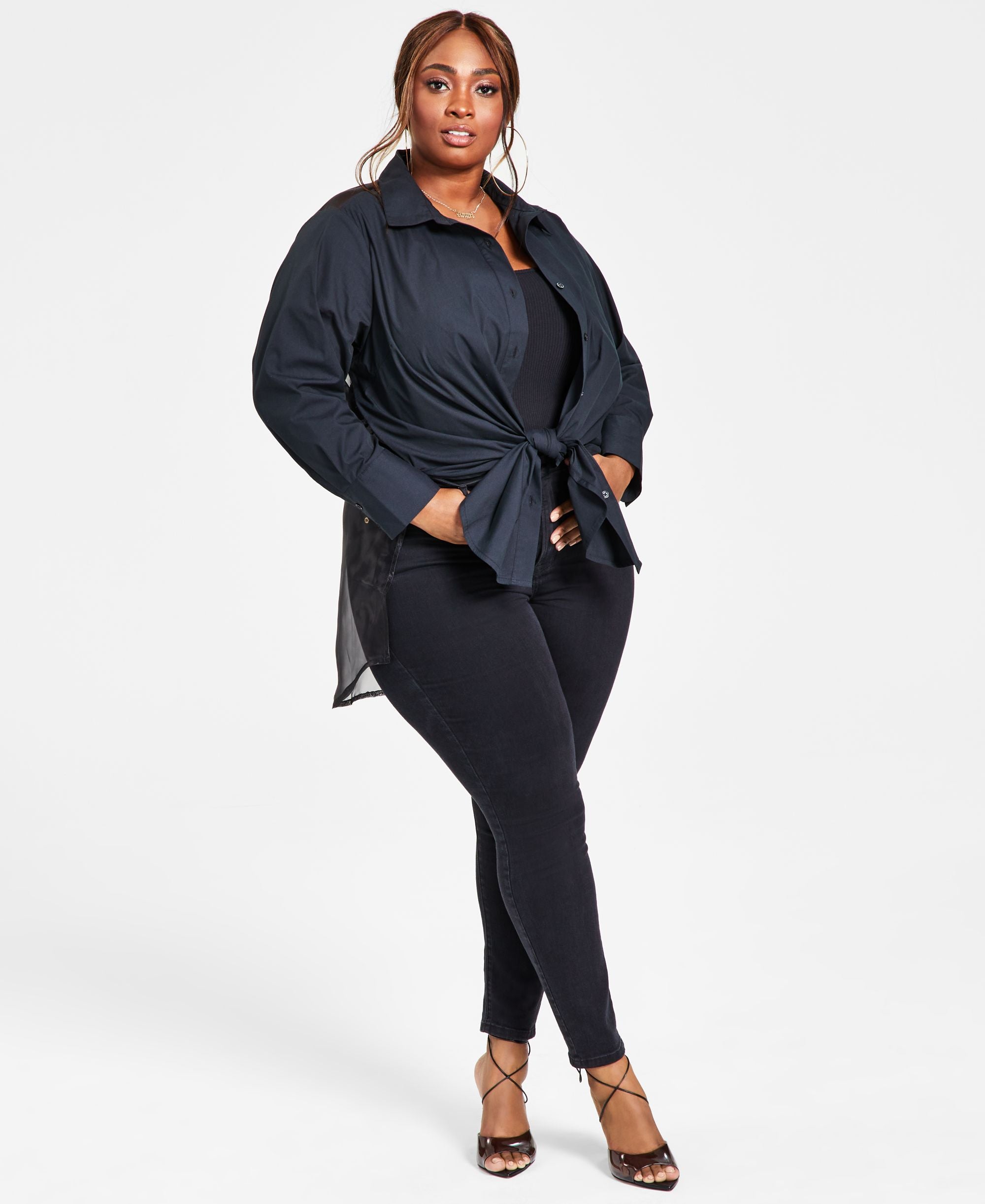 Trendy Plus Size Cities Organza Blouse