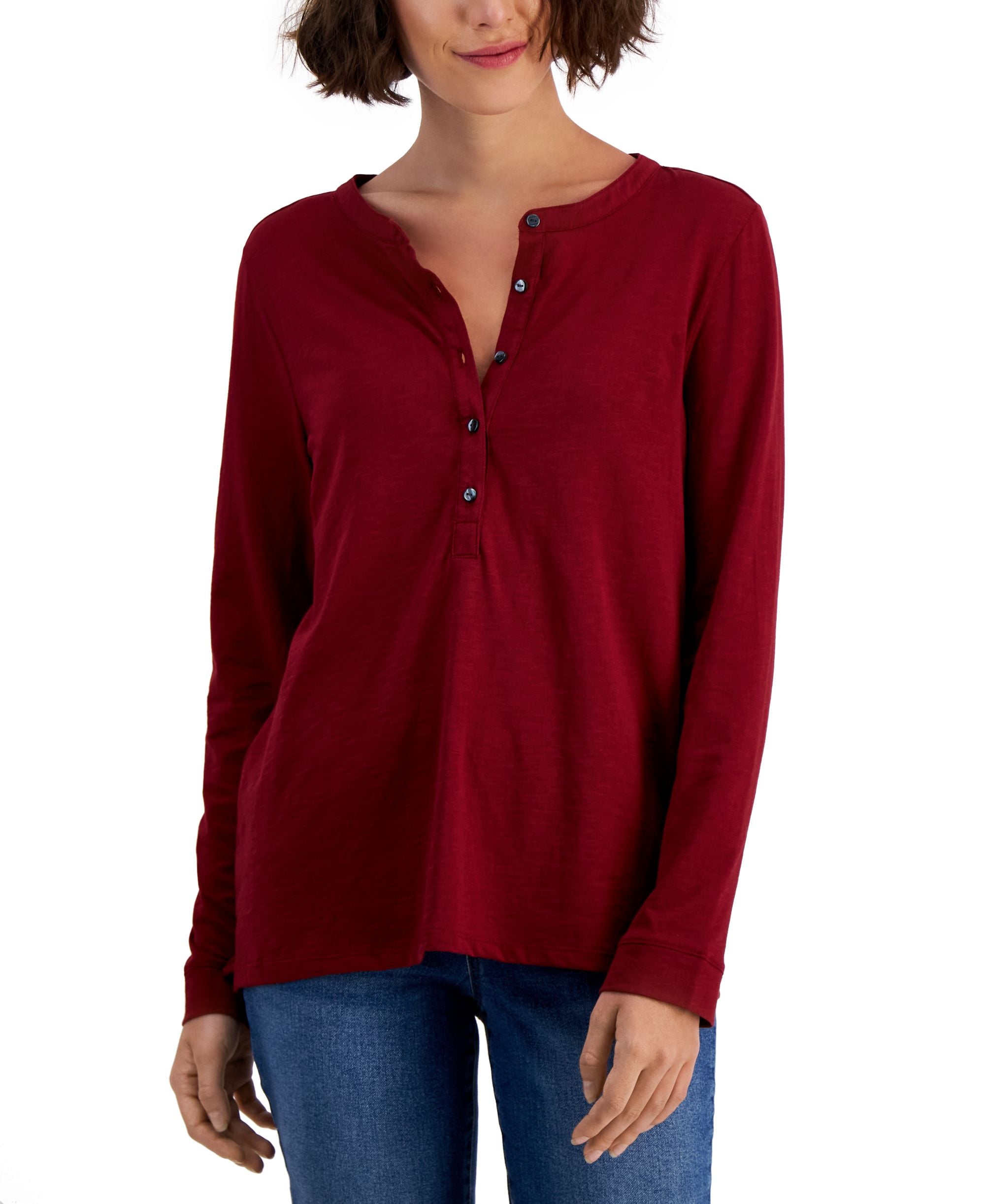 Style & Co Womens Cotton Crewneck Top