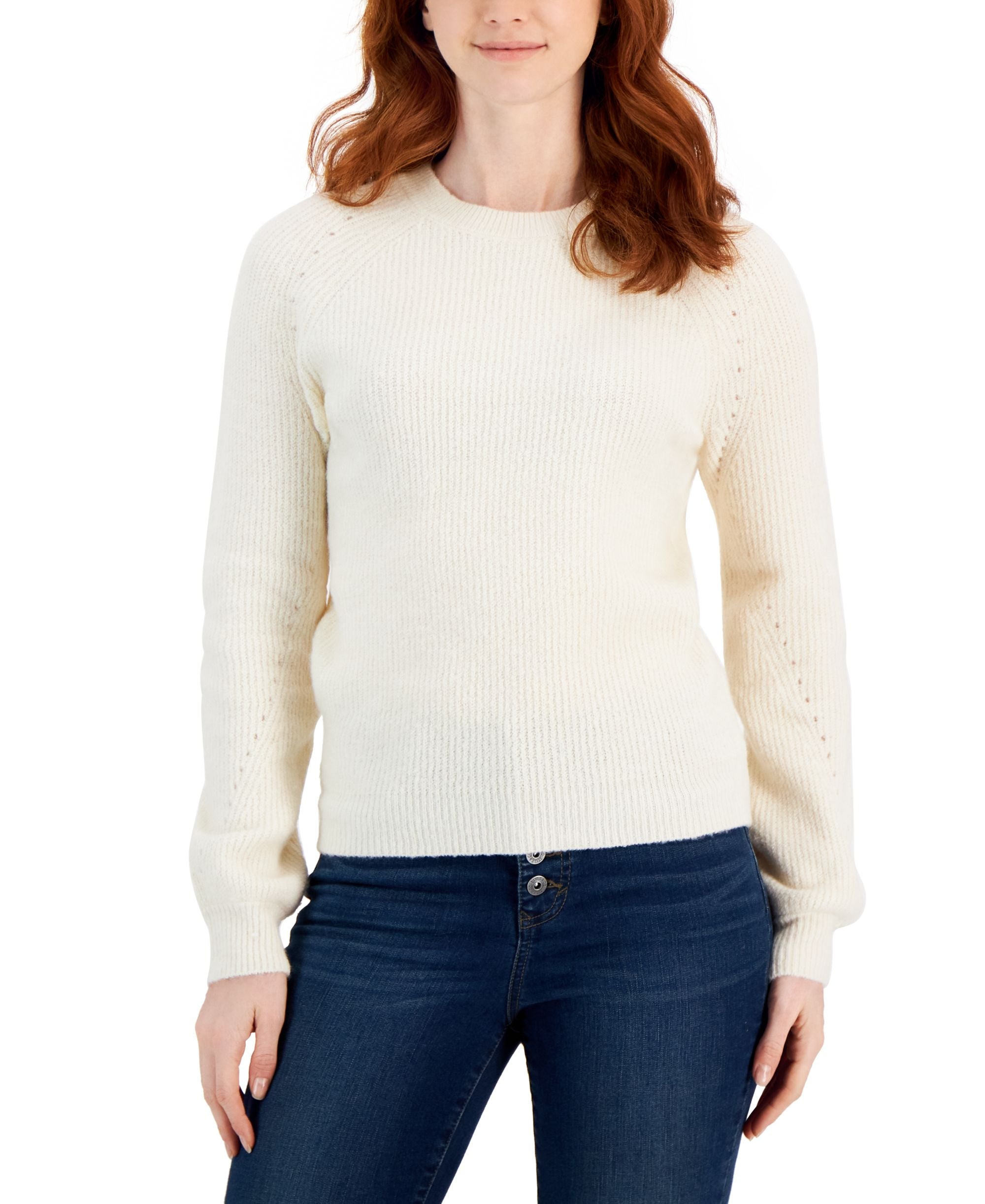 Style & Co Petite Pointelle Puffed Sleeve Sweater