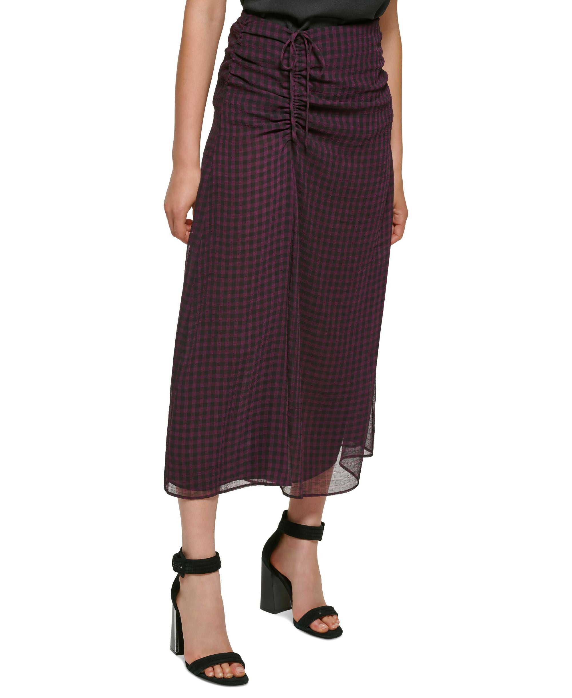 Women's Check Print Midi Skirt