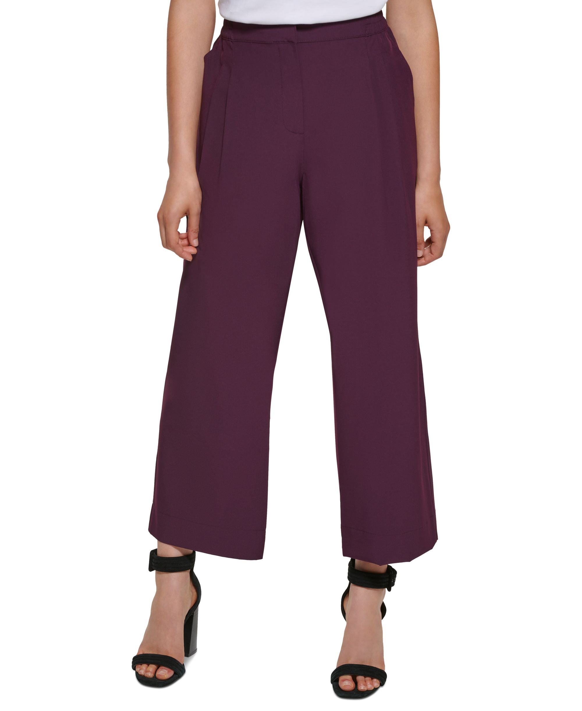 Calvin Klein Womens Wide Leg Cropped Pants