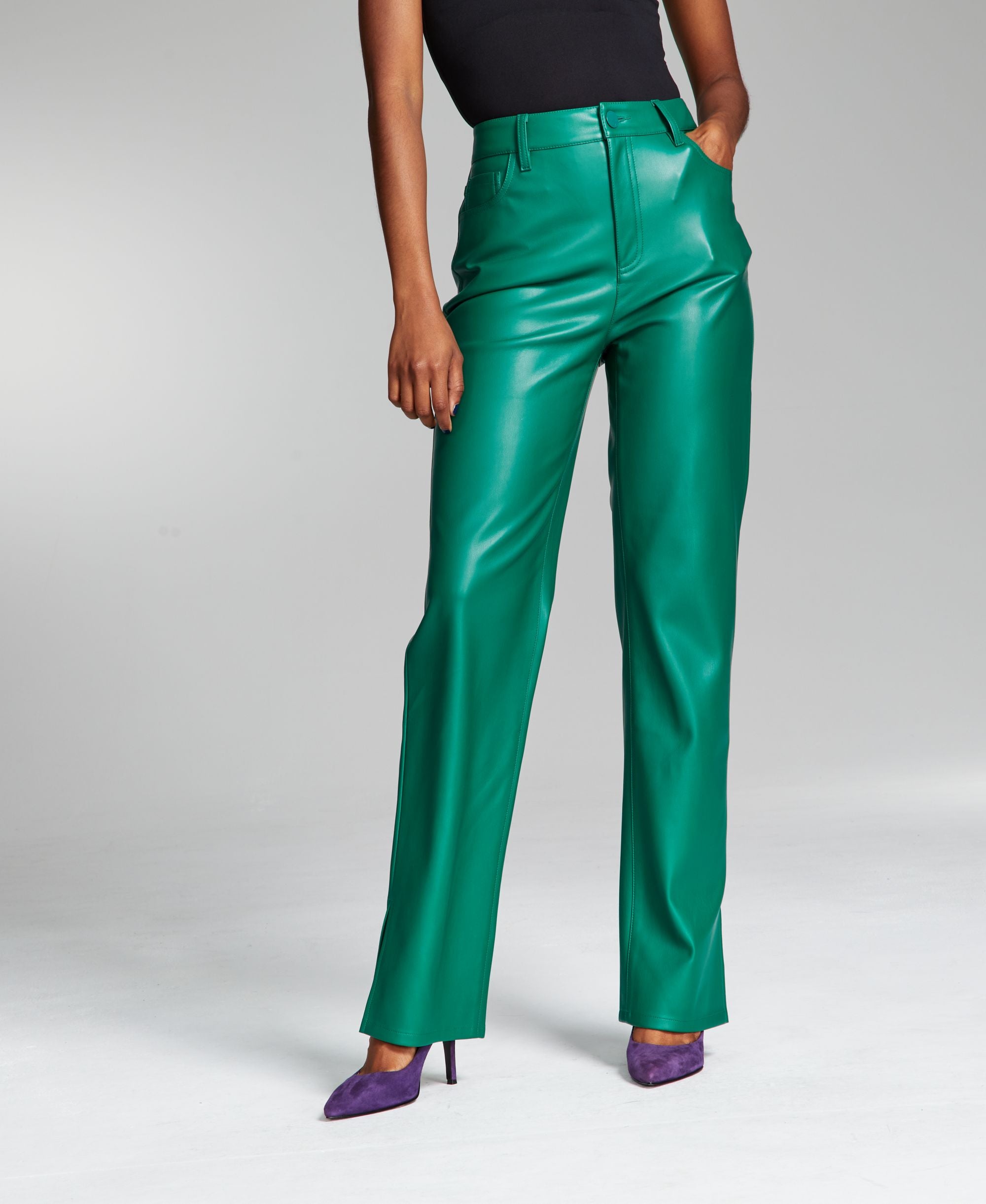Ade Samuel for INC Women's Pleather Straight-Leg Pant