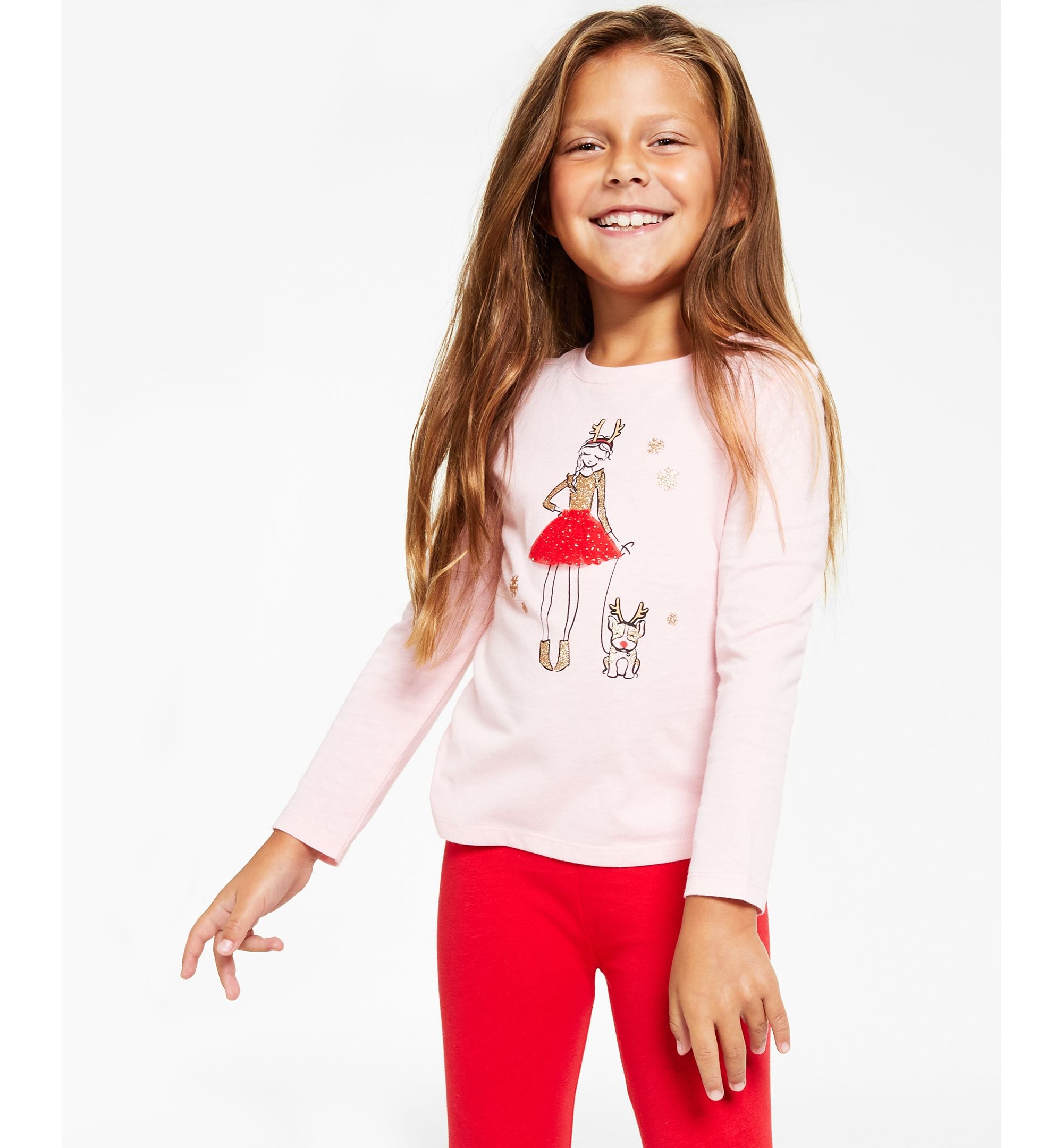 Little Girls Holiday Reindeer Girl Tee