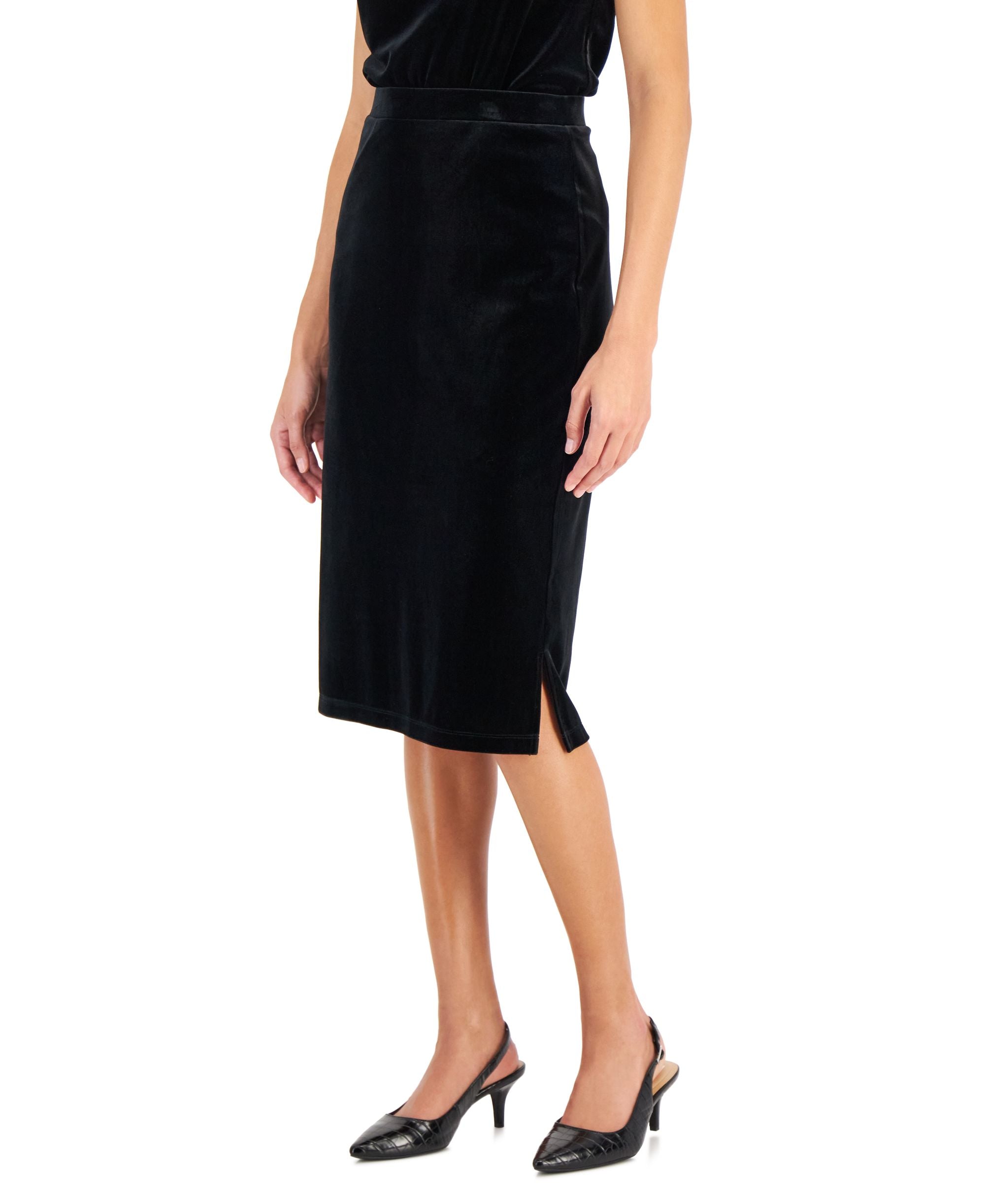 Women's Velour Slim Midi Skirt