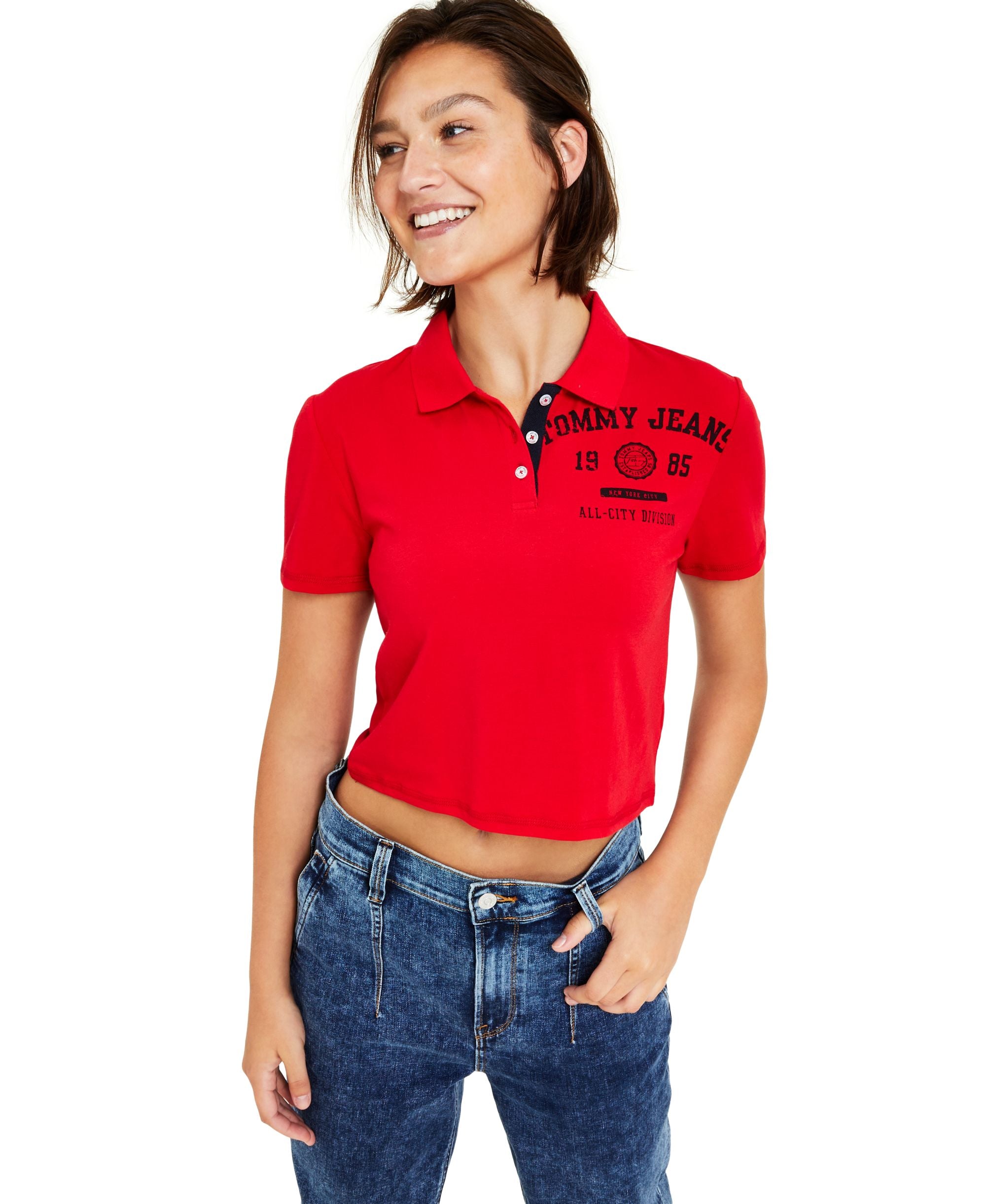 Tommy Jeans Womens Cropped Polo Top