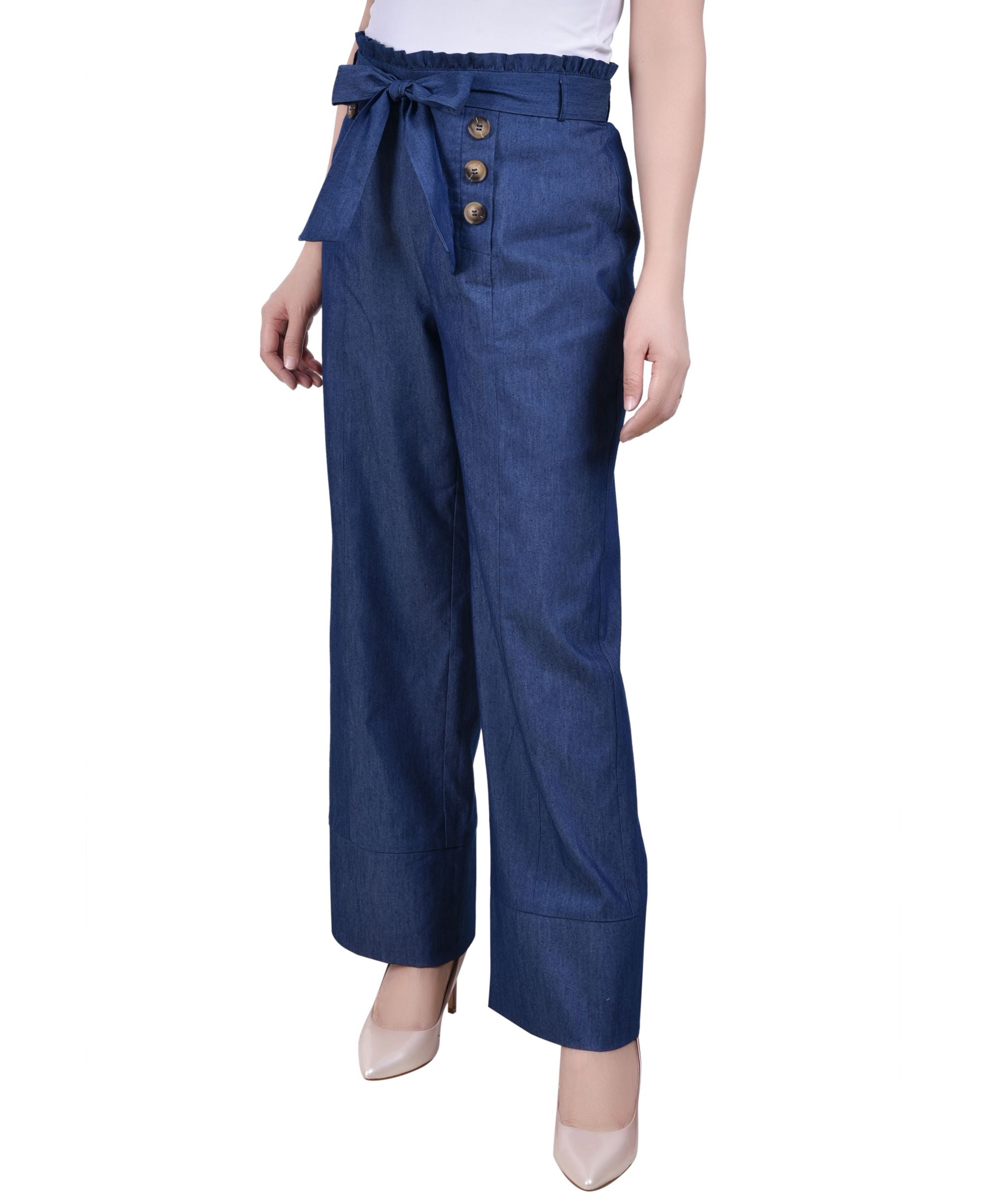 Petite Size Full Length Pull On Sailor Pants